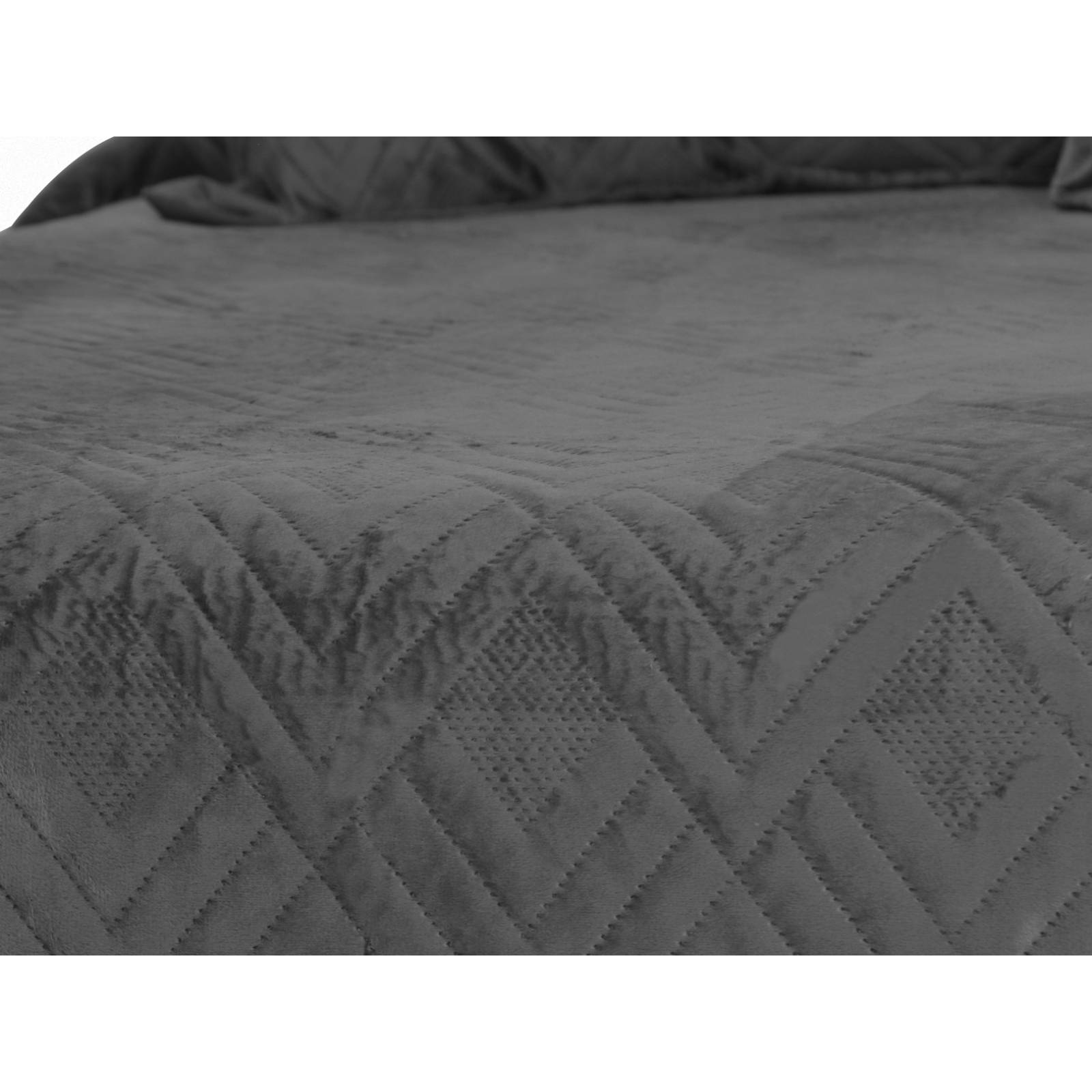 Colcha Velvet Terciopelo Gris Matrimonial + Fundas Dormireal.