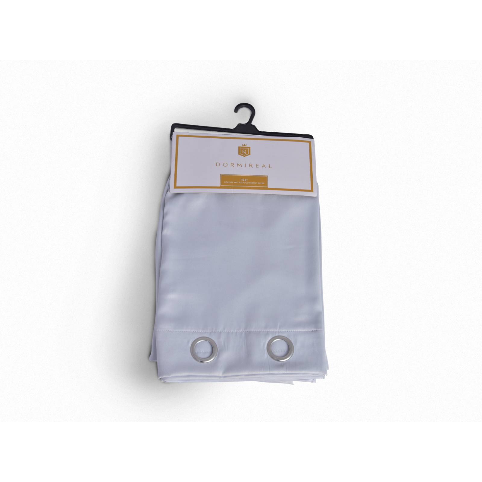 Cortina Dormireal Energy Saver Plateado Satín Argollas Set 276x235