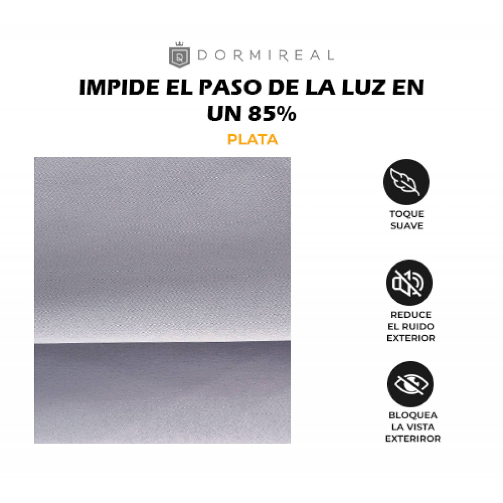 Cortina Dormireal Energy Saver Plateado Satín Argollas Set 276x235