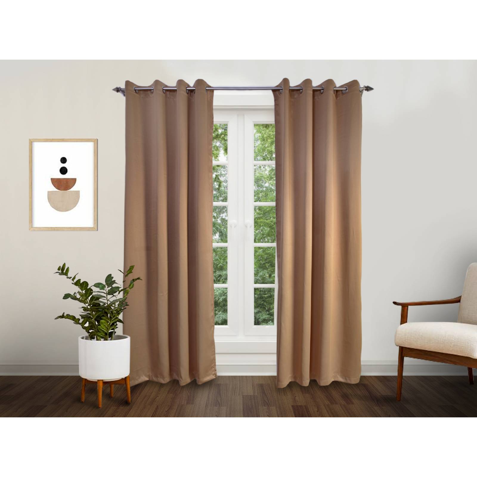 Cortina Dormireal Energy Saver Gold Satín Argollas Set 276x235