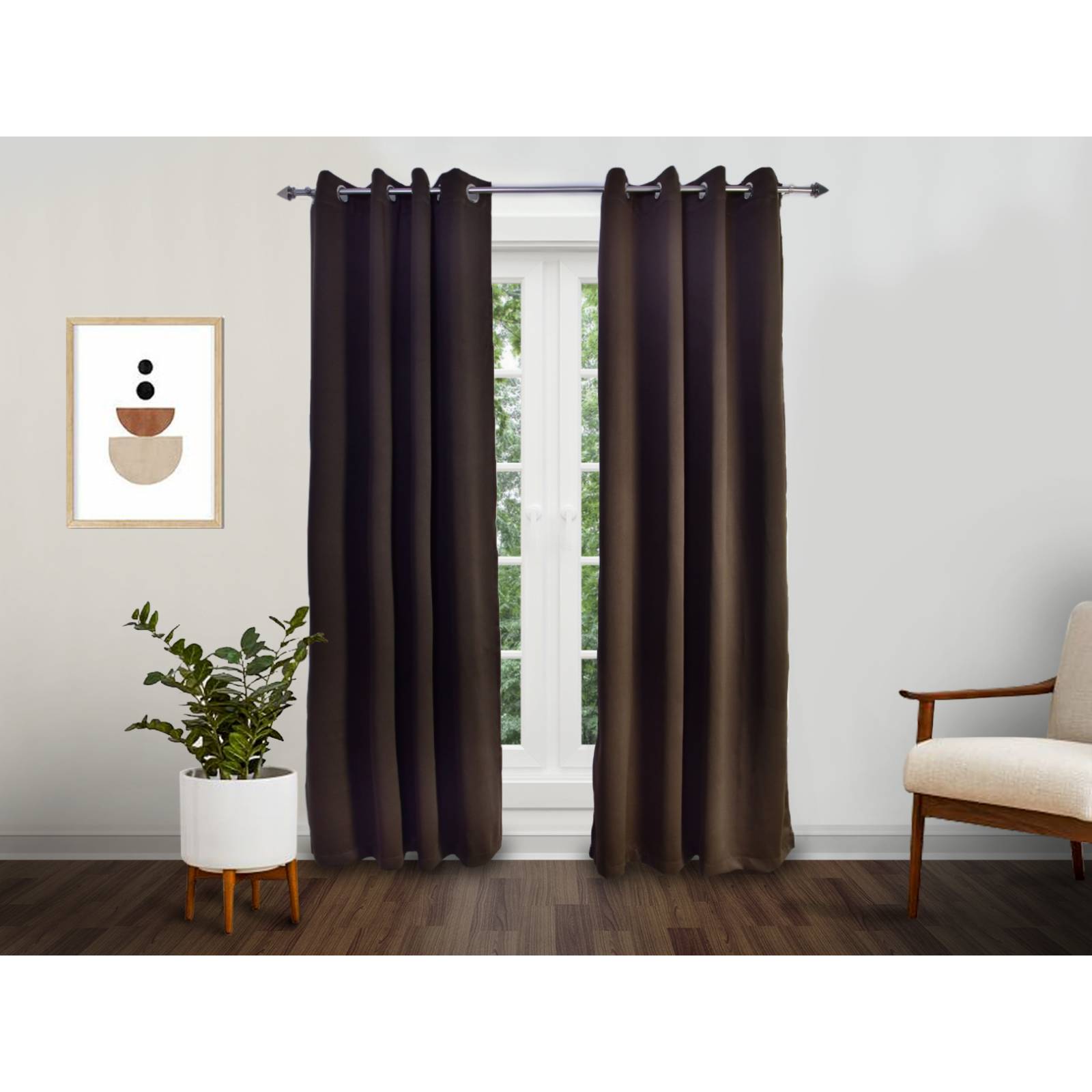 Cortina Dormireal Energy Saver Chocolate Satín Argollas Set 276x235