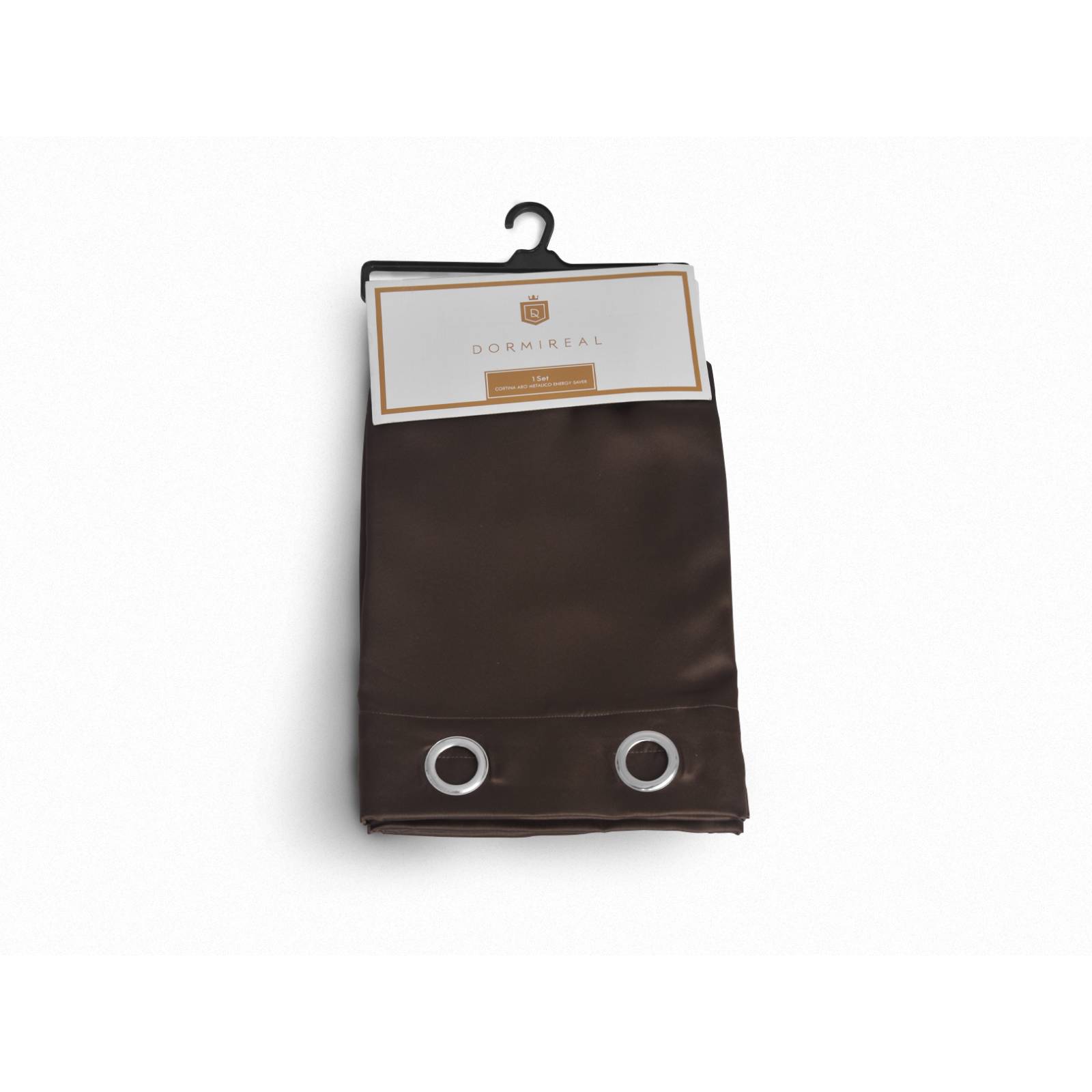 Cortina Dormireal Energy Saver Chocolate Satín Argollas Set 276x235