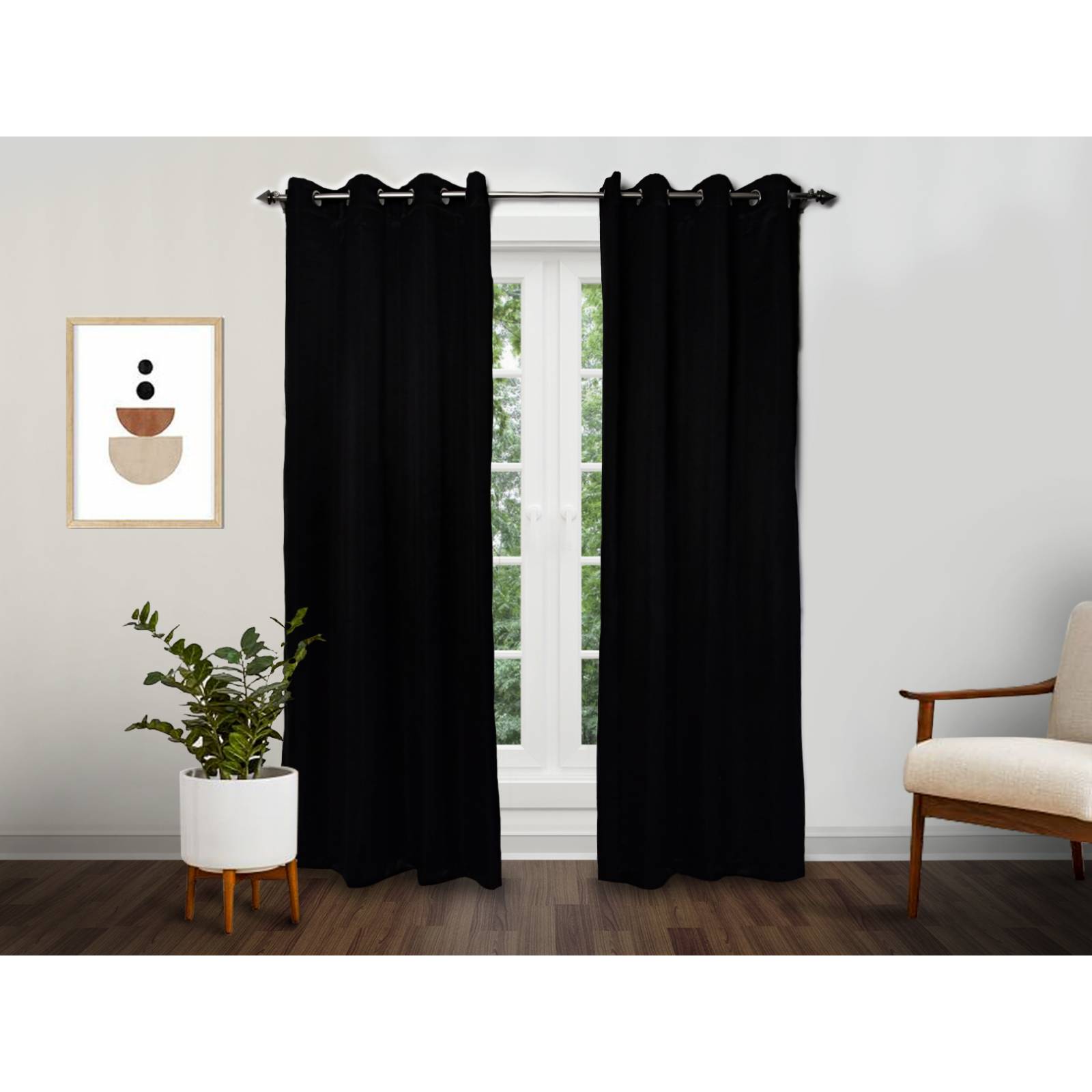 Cortina Dormireal Energy Saver Black Satín Argollas Set 276x235