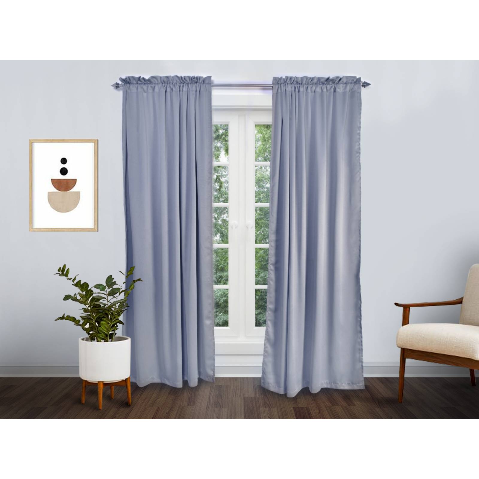 Cortina Dormireal Energy Saver Plateado Satín Presilla Set2pz 276x235