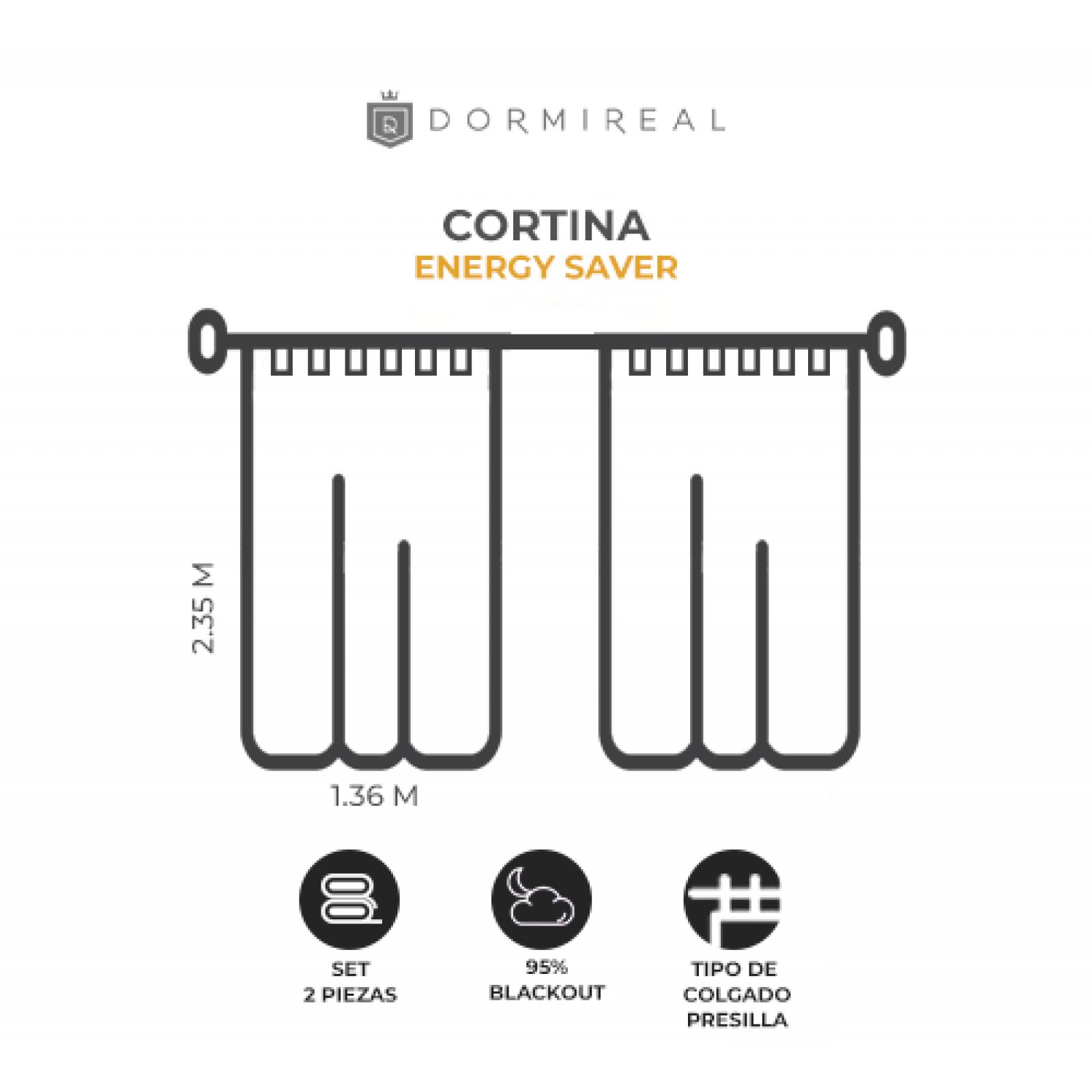Cortina Dormireal Energy Saver Plateado Satín Presilla Set2pz 276x235