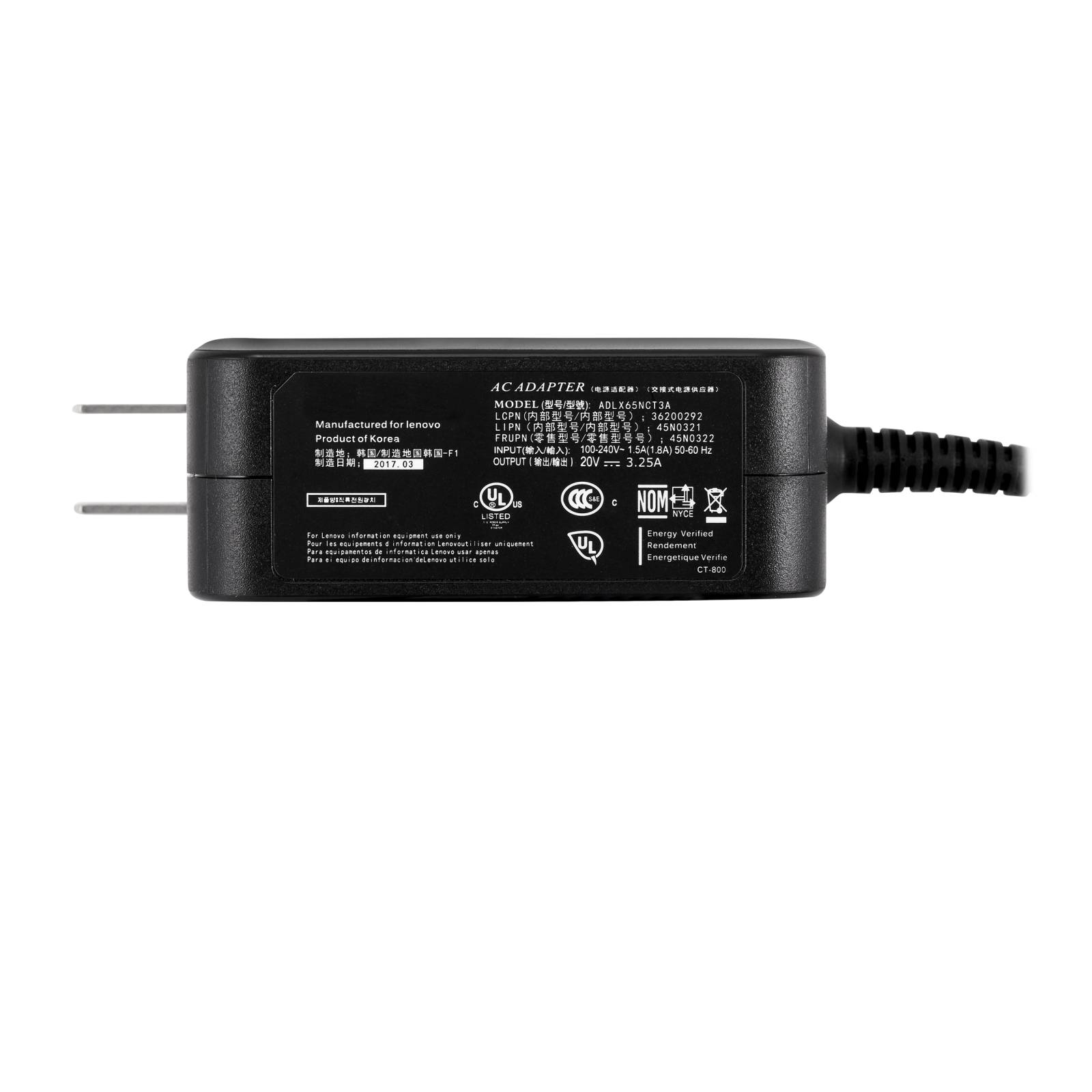 Para Lenovo IdeaPad 510   Cargador Adaptador 20v  3.25A  65w Punta 4.0mm x 1.7mm