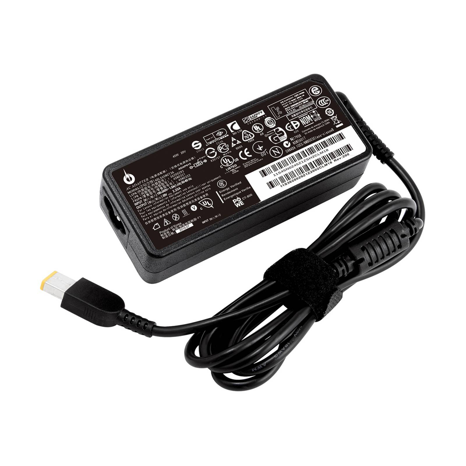 Para Lenovo B50-70    Cargador Adaptador  20V – 2.25A – 45W Punta Amarilla con Cable de Fuente de Poder.