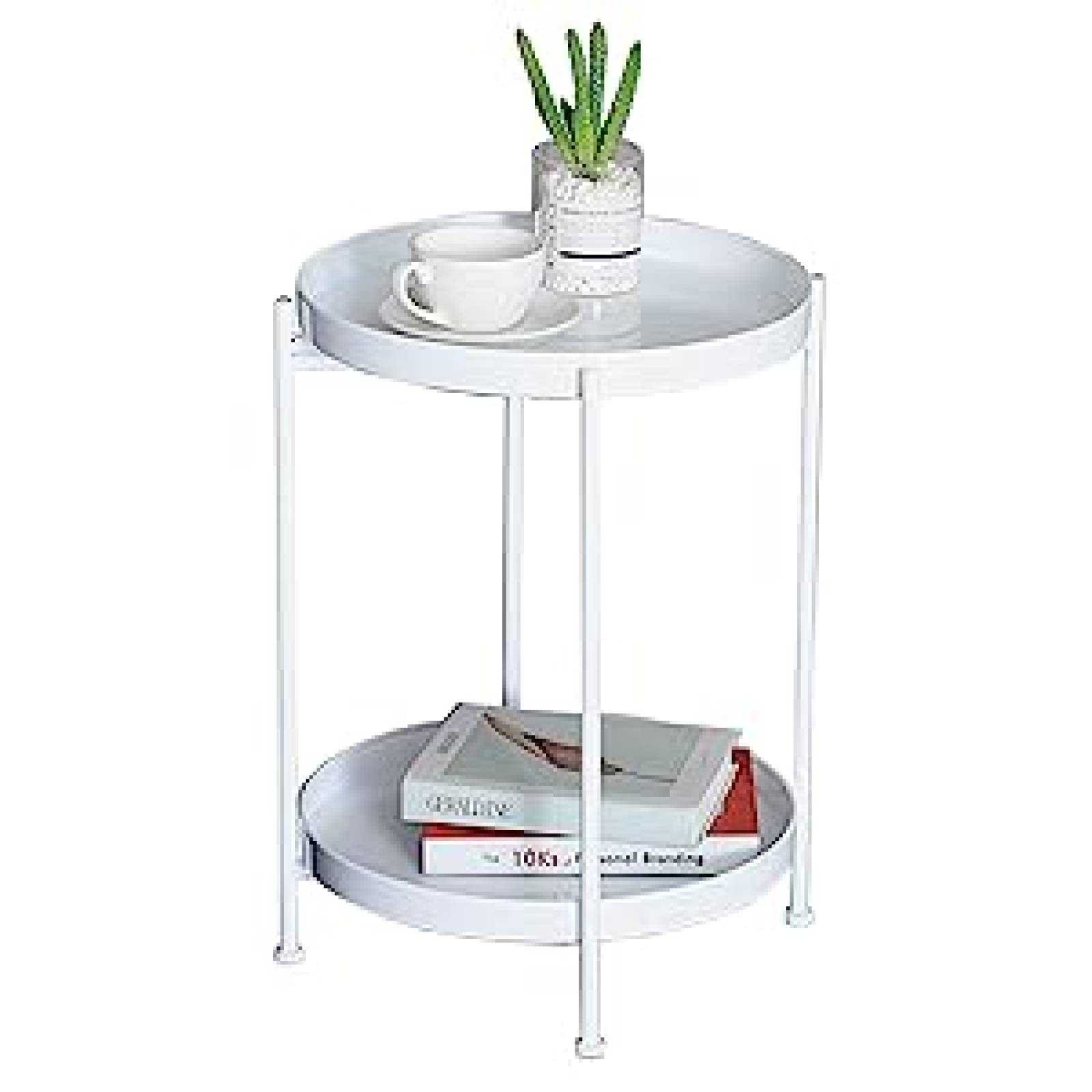 Mesa Auxiliar Lateral De 2 Niveles Mesa De Centro Plegable Mesa De Exhibición Para El Hogar Muebles Decorativos