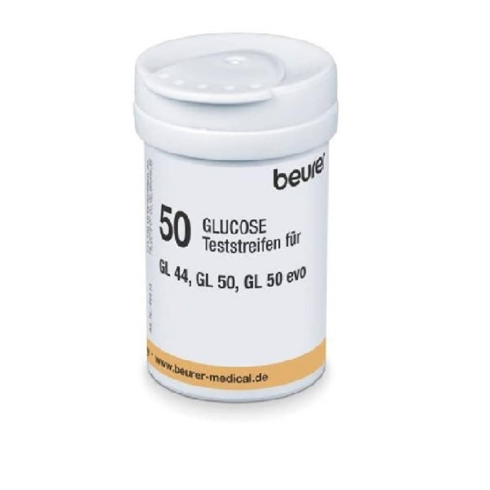 Tiras Reactivas 50 P/ Glucómetros Gl44 Gl50 Gl50 Evo Beurer