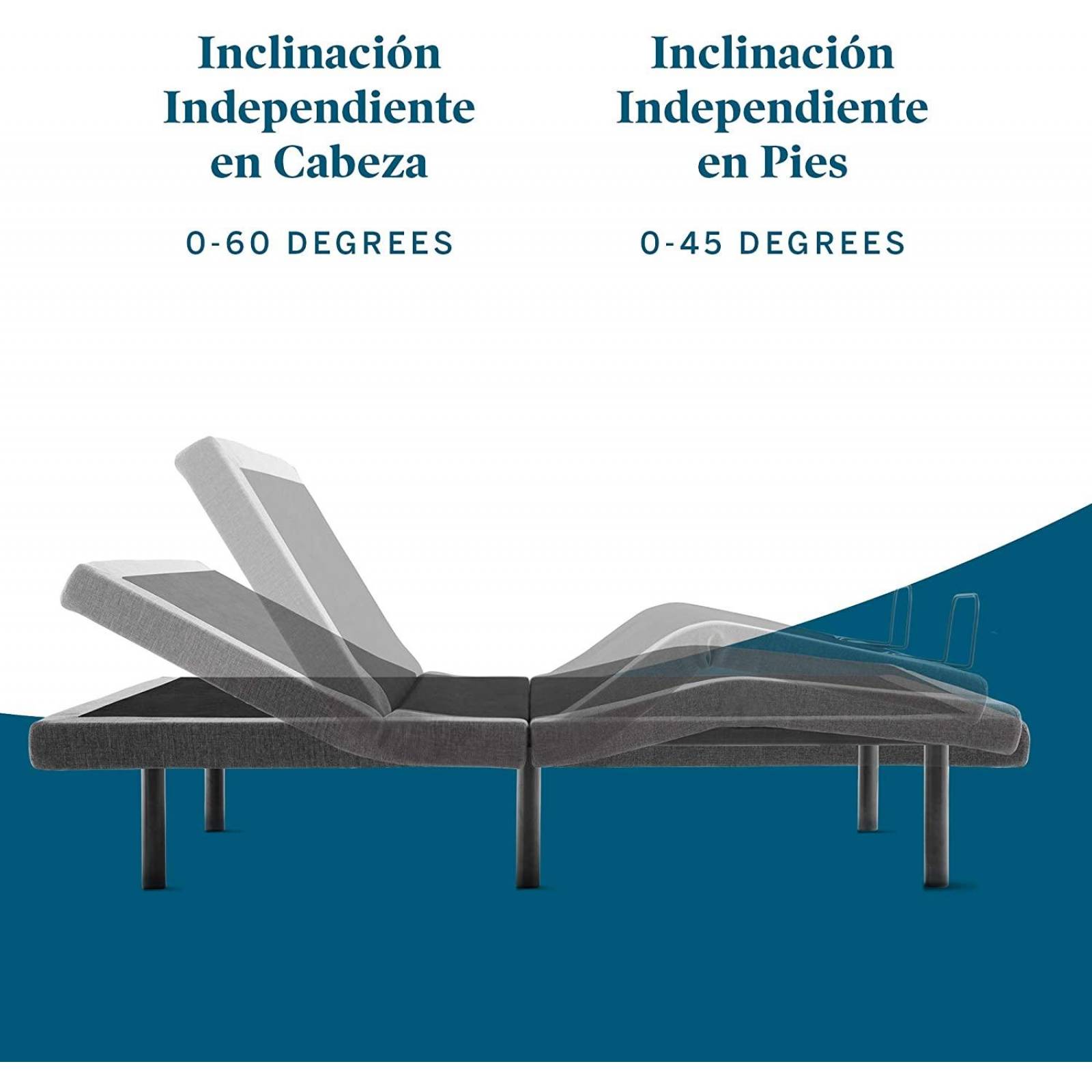 Cama Ajustable LUCID L300: Eléctrica de Acero Queen Carbón