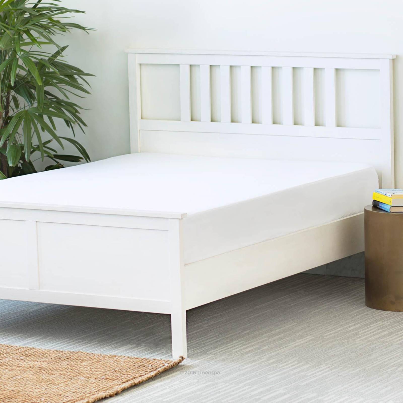 Protector de Colchón Linenspa Suave Impermeable Matrimonial Blanco