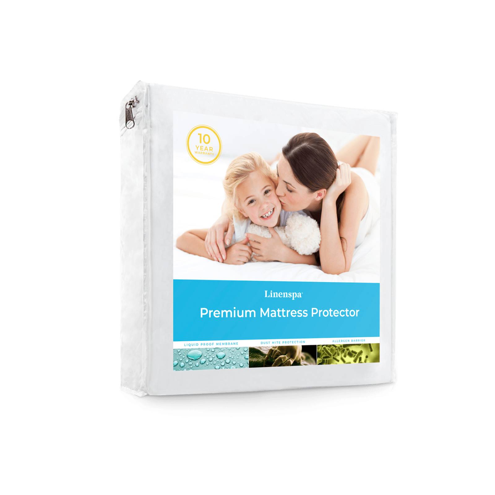 Protector de Colchón Linenspa Suave Impermeable California King Blanco