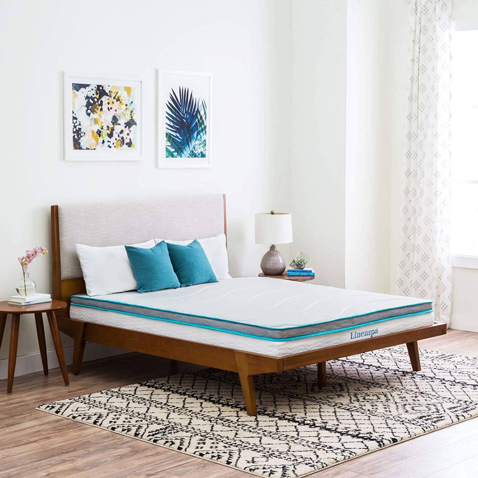 Colchón híbrido de Memory Foam y resortes de 20 cm Linenspa King Blanco