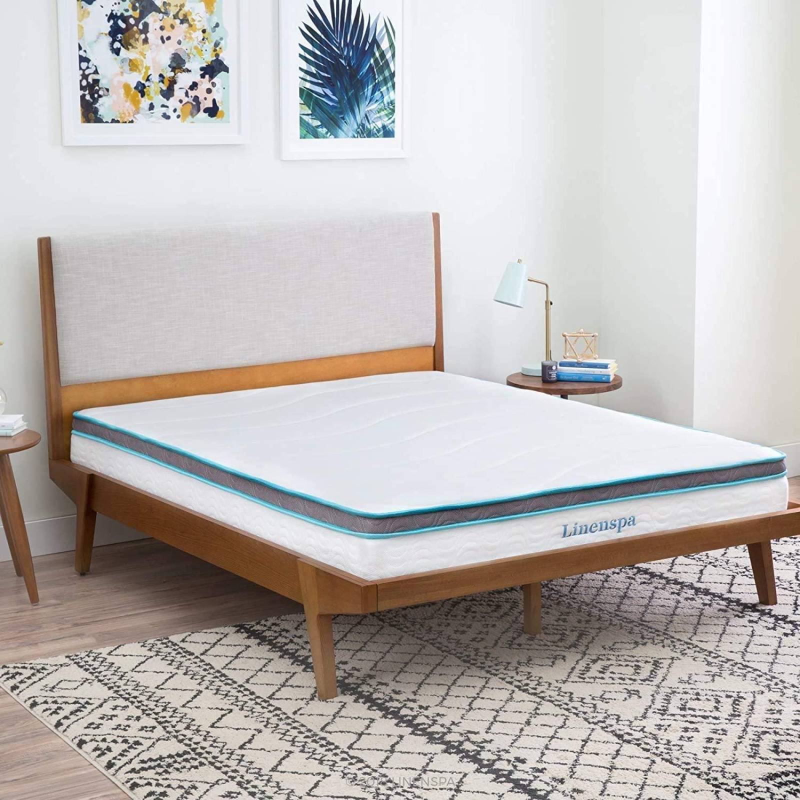 Colchón híbrido de Memory Foam y resortes de 20 cm Linenspa King Blanco