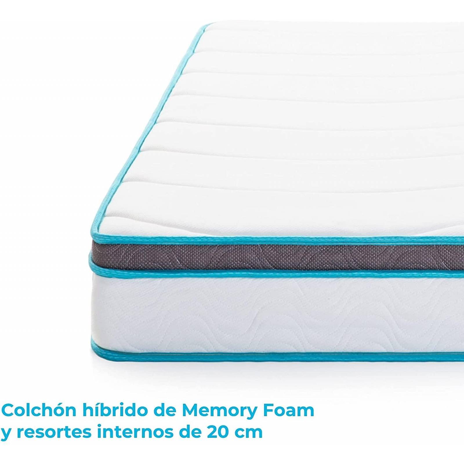 Colchón híbrido de Memory Foam y resortes de 20 cm Linenspa King Blanco