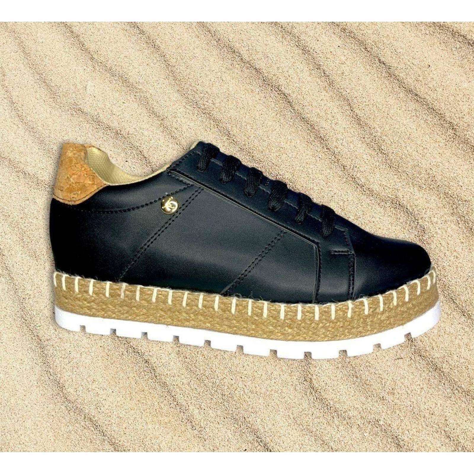 Tenis De Dama Negros Plataforma Tejidos Urbanos Moda 