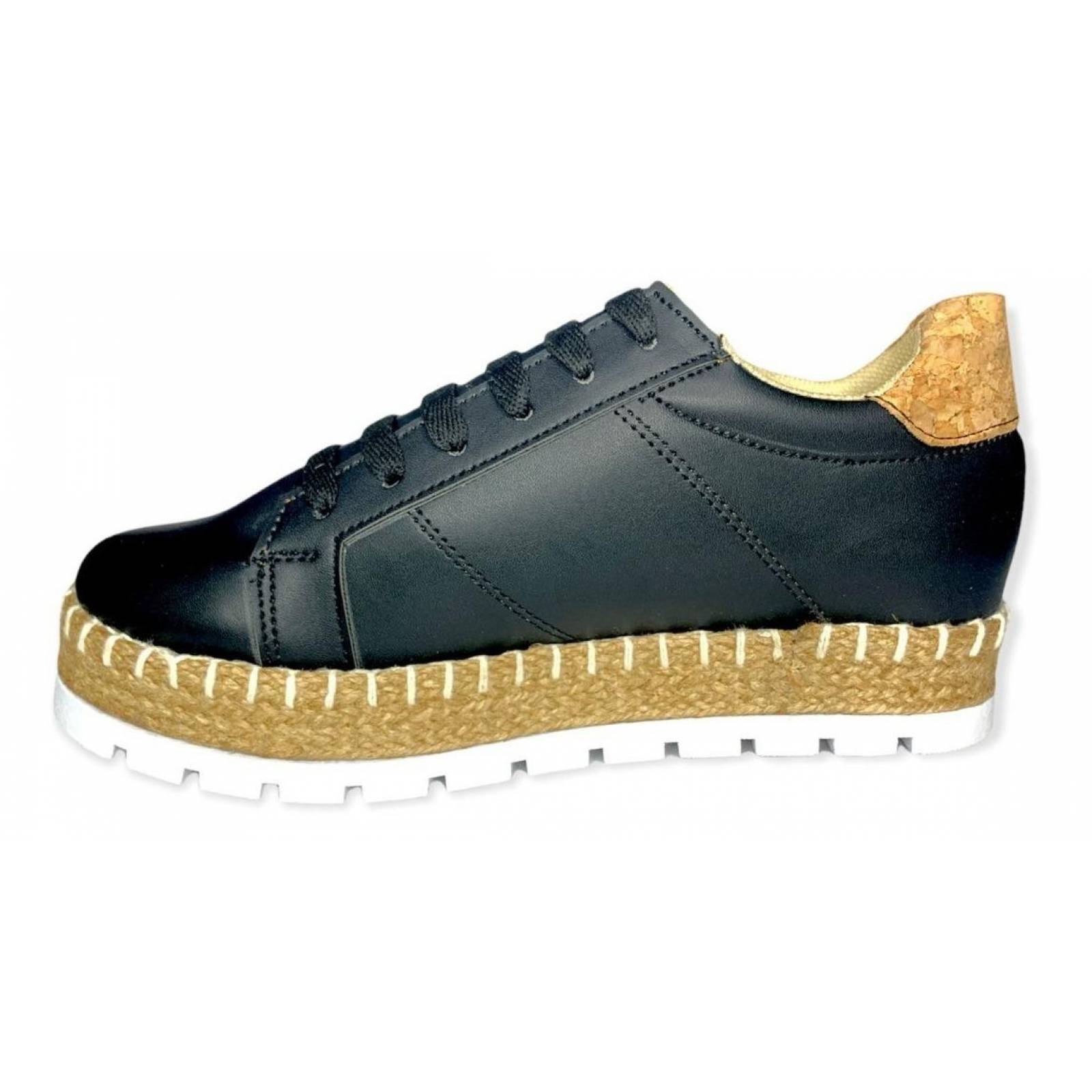 Tenis De Dama Negros Plataforma Tejidos Urbanos Moda 