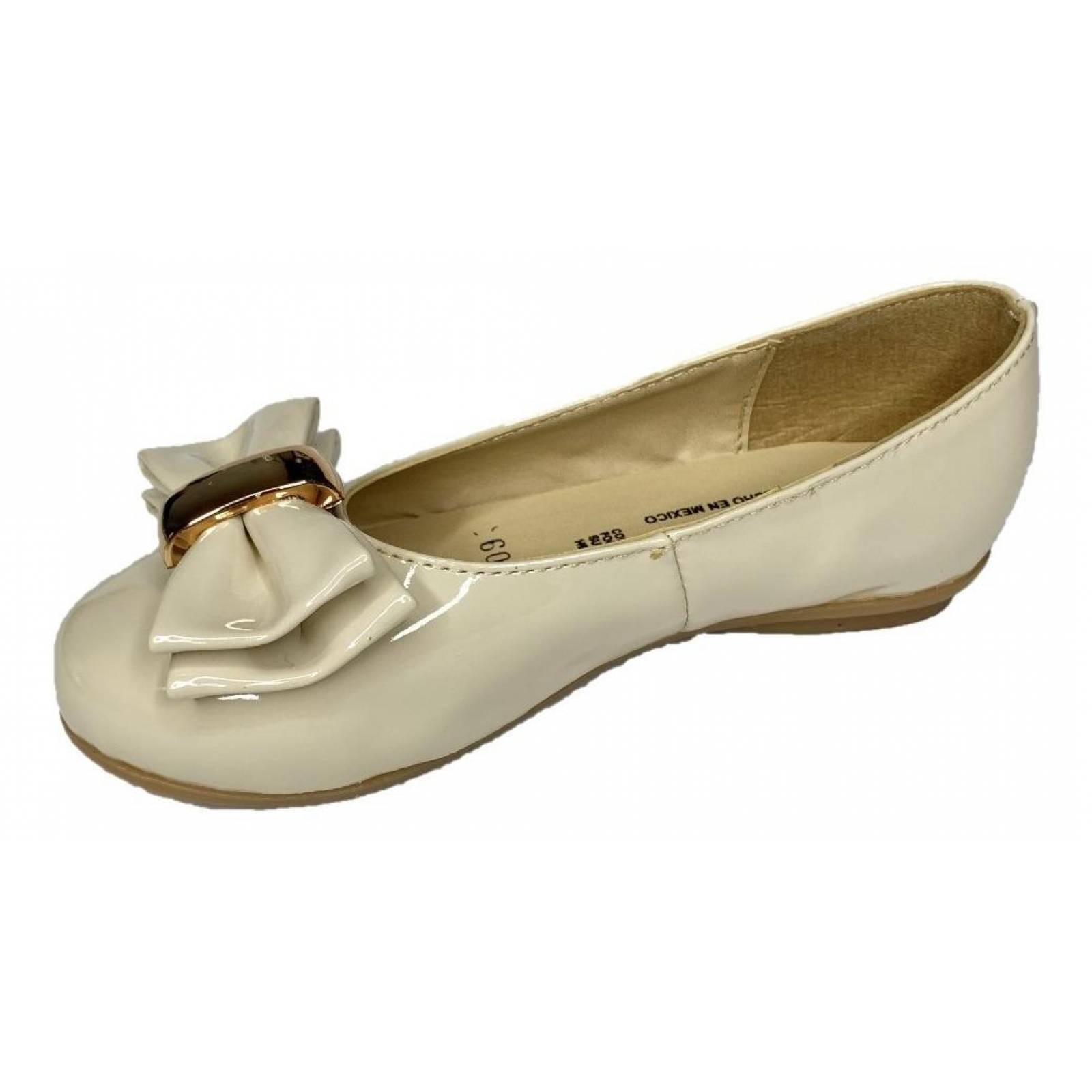 Zapatos De Niña De Piso Charol Beige Princesa Bella Y Bestia 