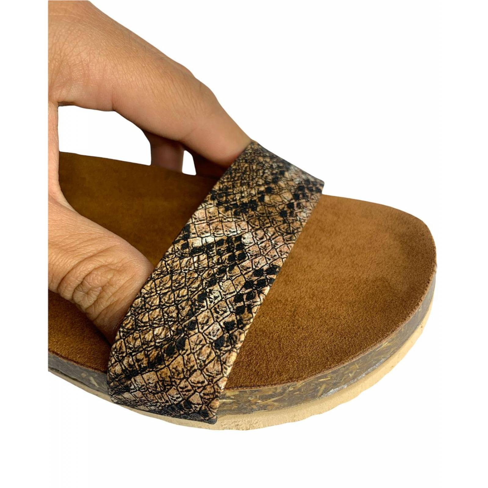 Huarache Mujer Vibora Casual Comodo Negro Corcho 