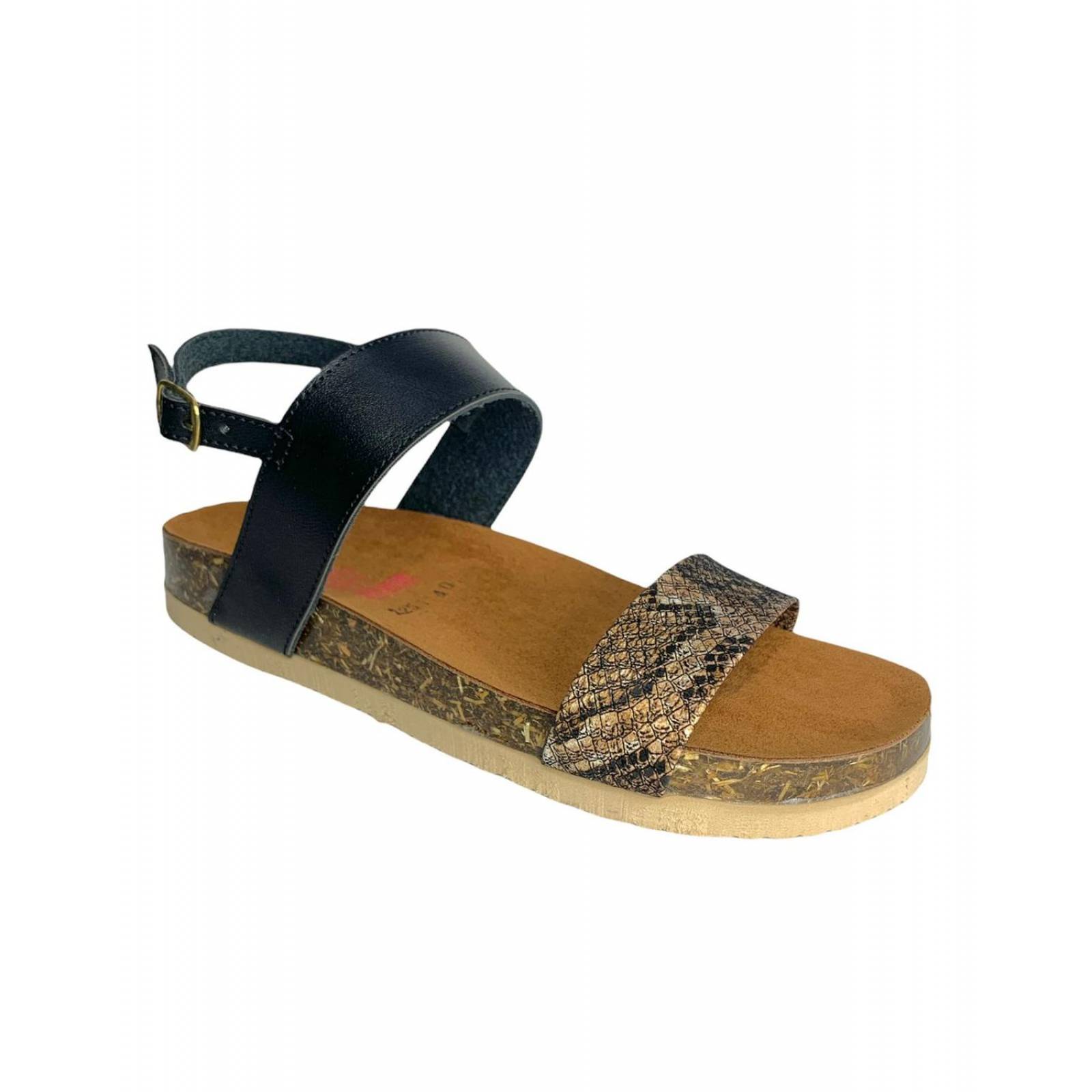 Huarache Mujer Vibora Casual Comodo Negro Corcho 