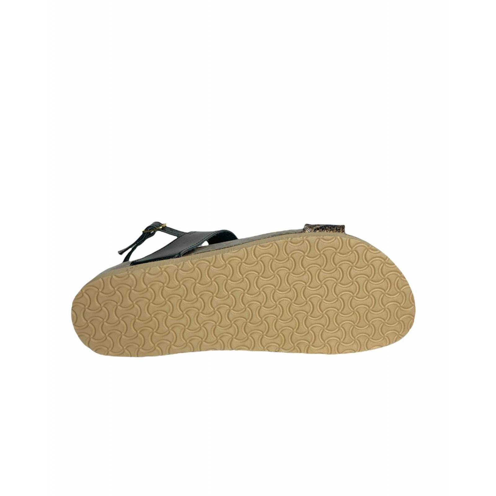 Huarache Mujer Vibora Casual Comodo Negro Corcho 