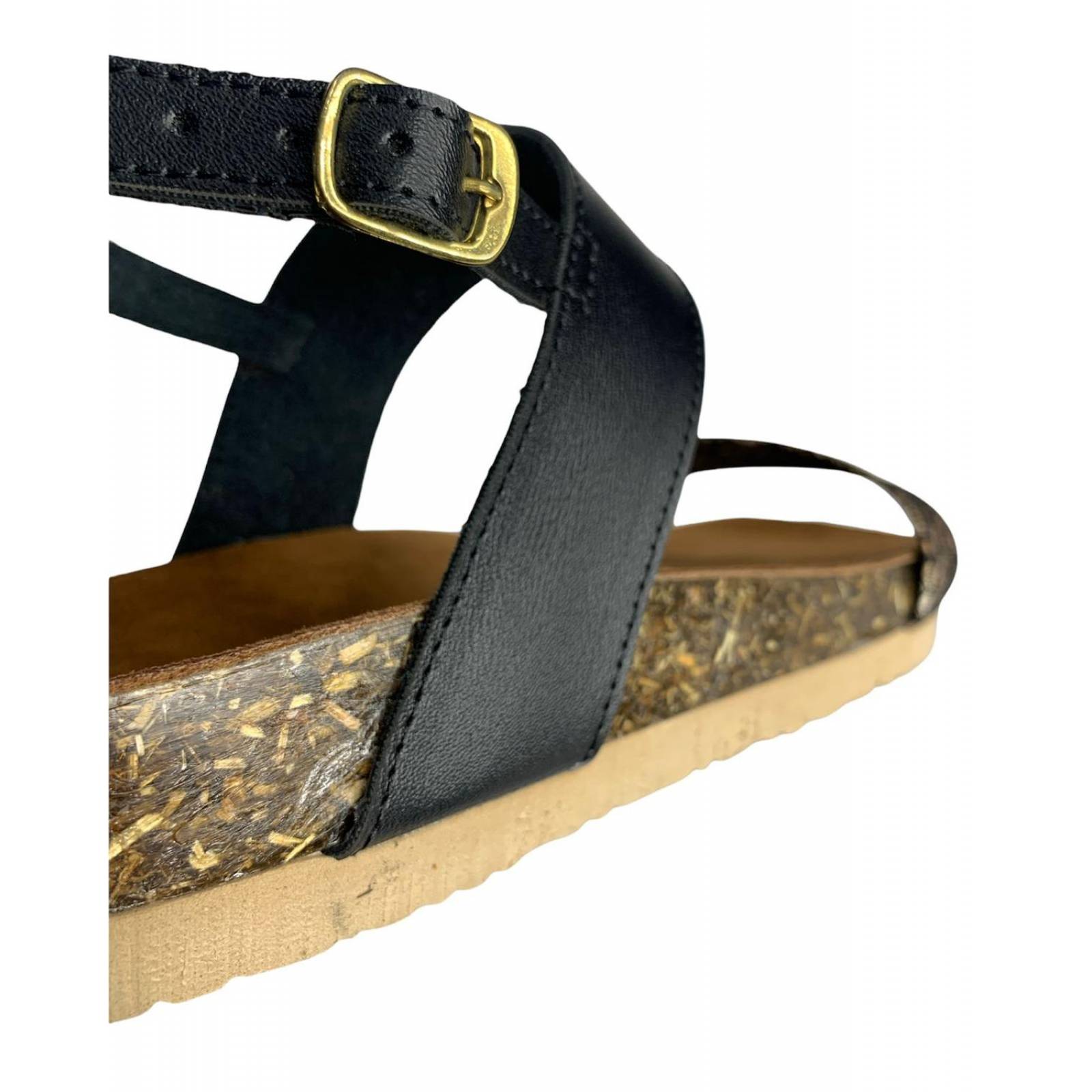 Huarache Mujer Vibora Casual Comodo Negro Corcho 