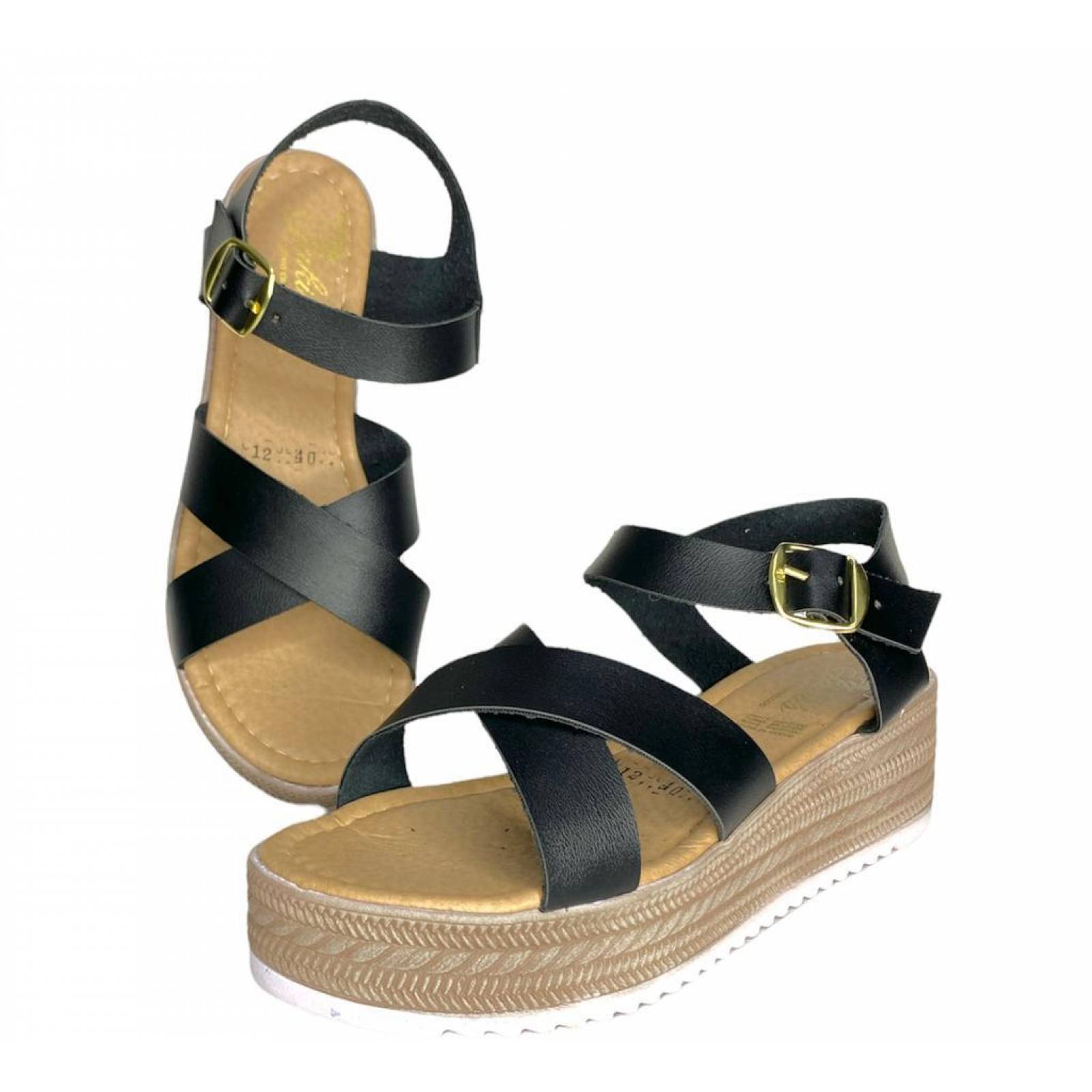 Huarache Plataforma De Mujer Roma Hebilla Comoda Playera 