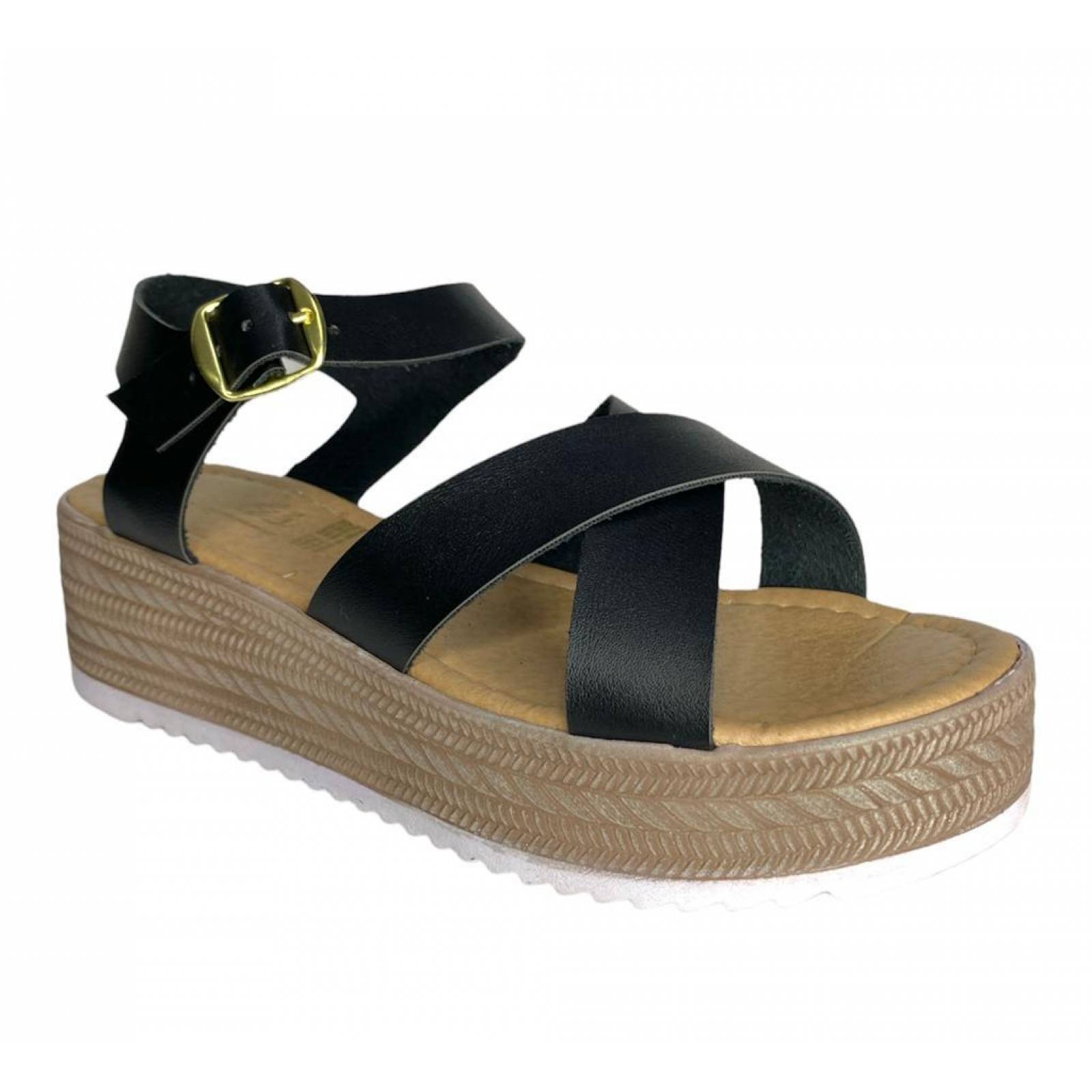 Huarache Plataforma De Mujer Roma Hebilla Comoda Playera 