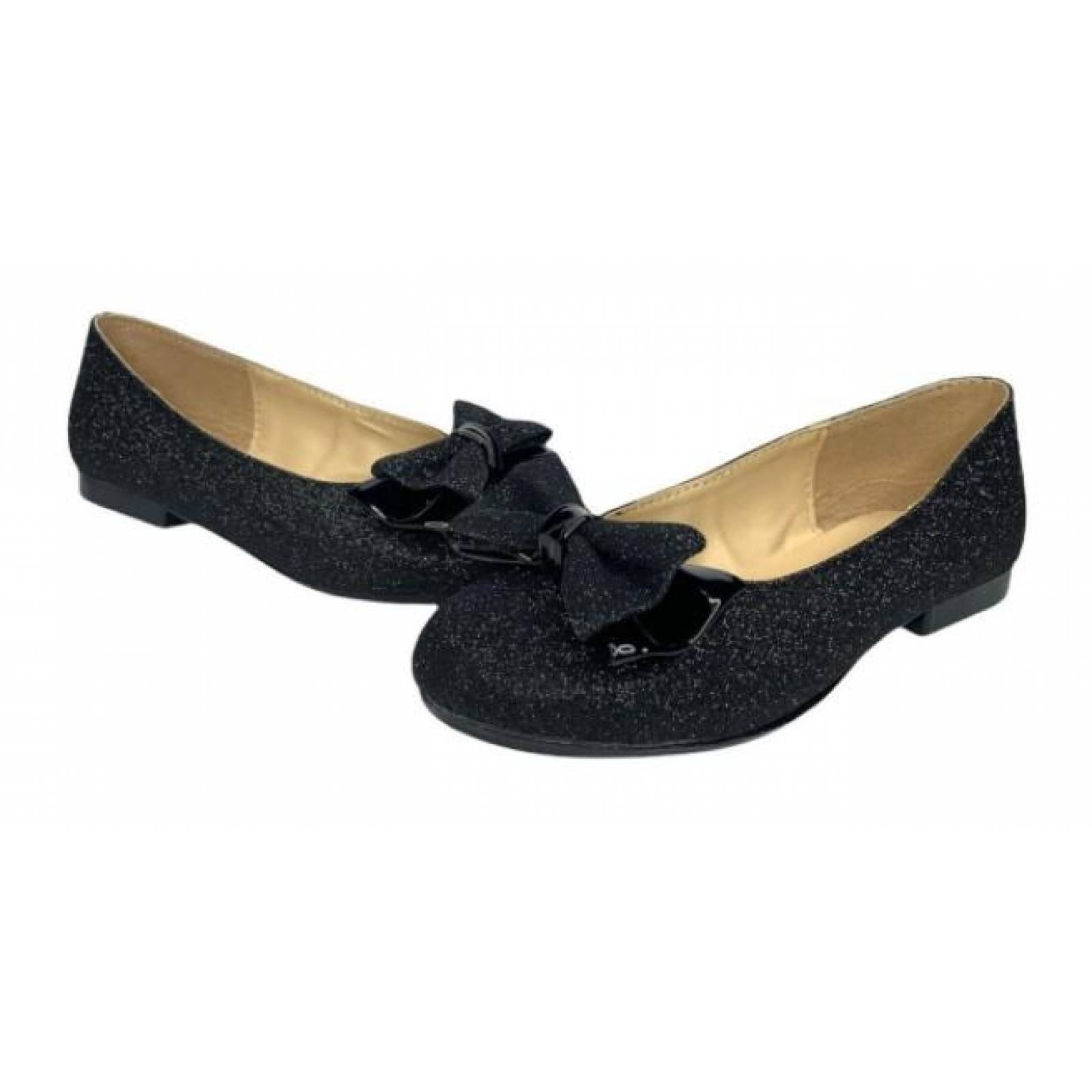 Zapatilla De Princesa Negros Brillosos Zapatos De Niña 