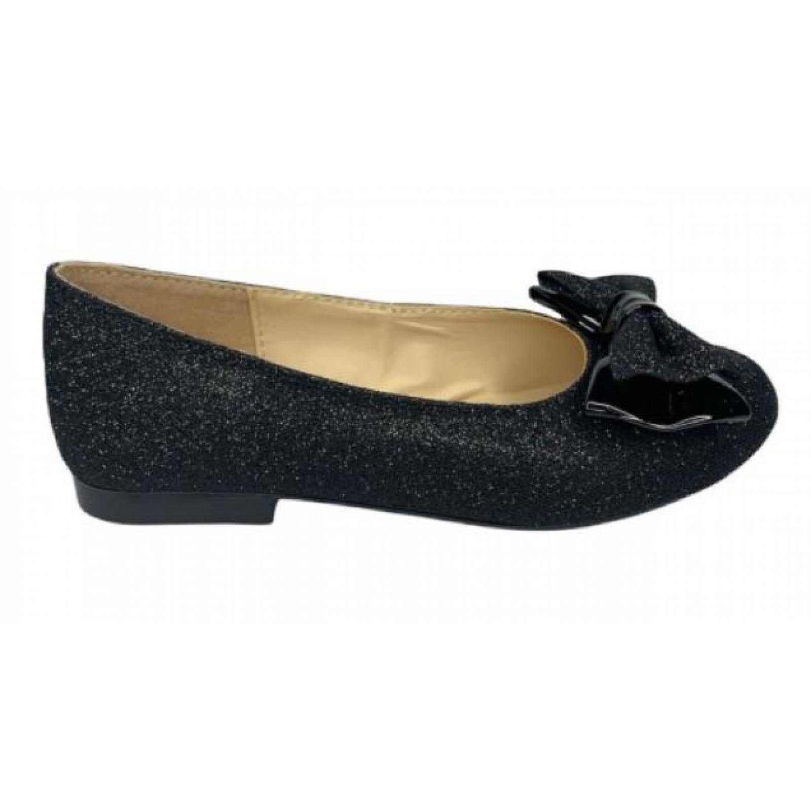 Zapatilla De Princesa Negros Brillosos Zapatos De Niña 