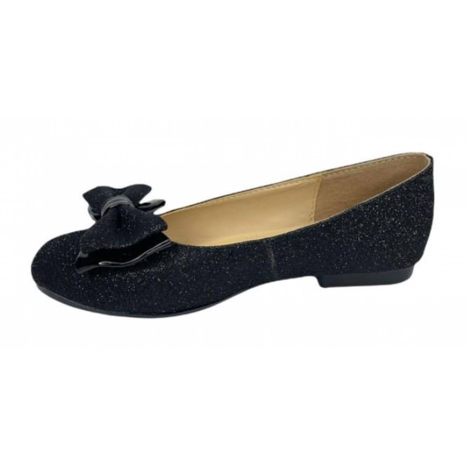 Zapatilla De Princesa Negros Brillosos Zapatos De Niña 