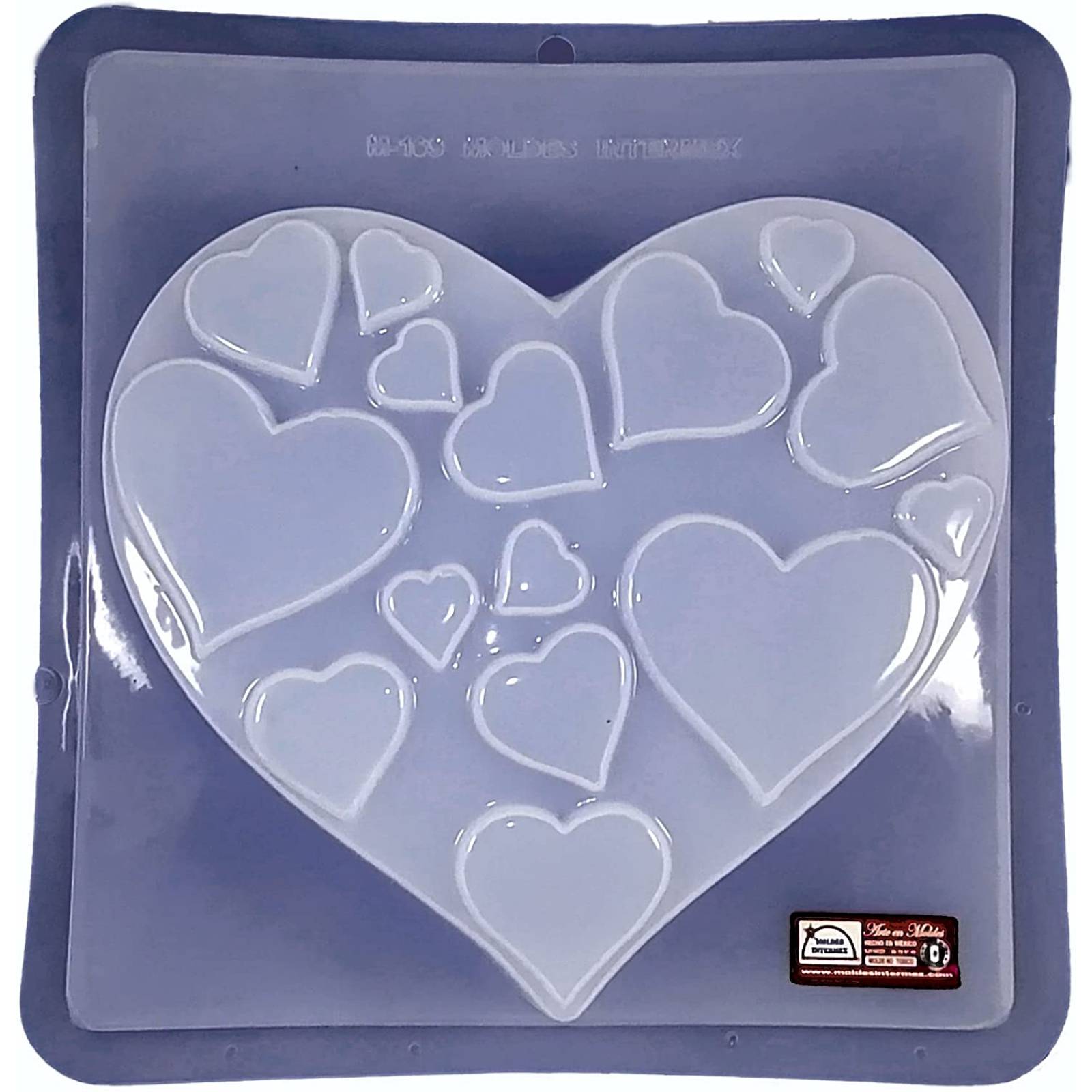 Molde para Gelatina en forma de Corazón con Corazones adentro de 2.5 litros de Capacidad
