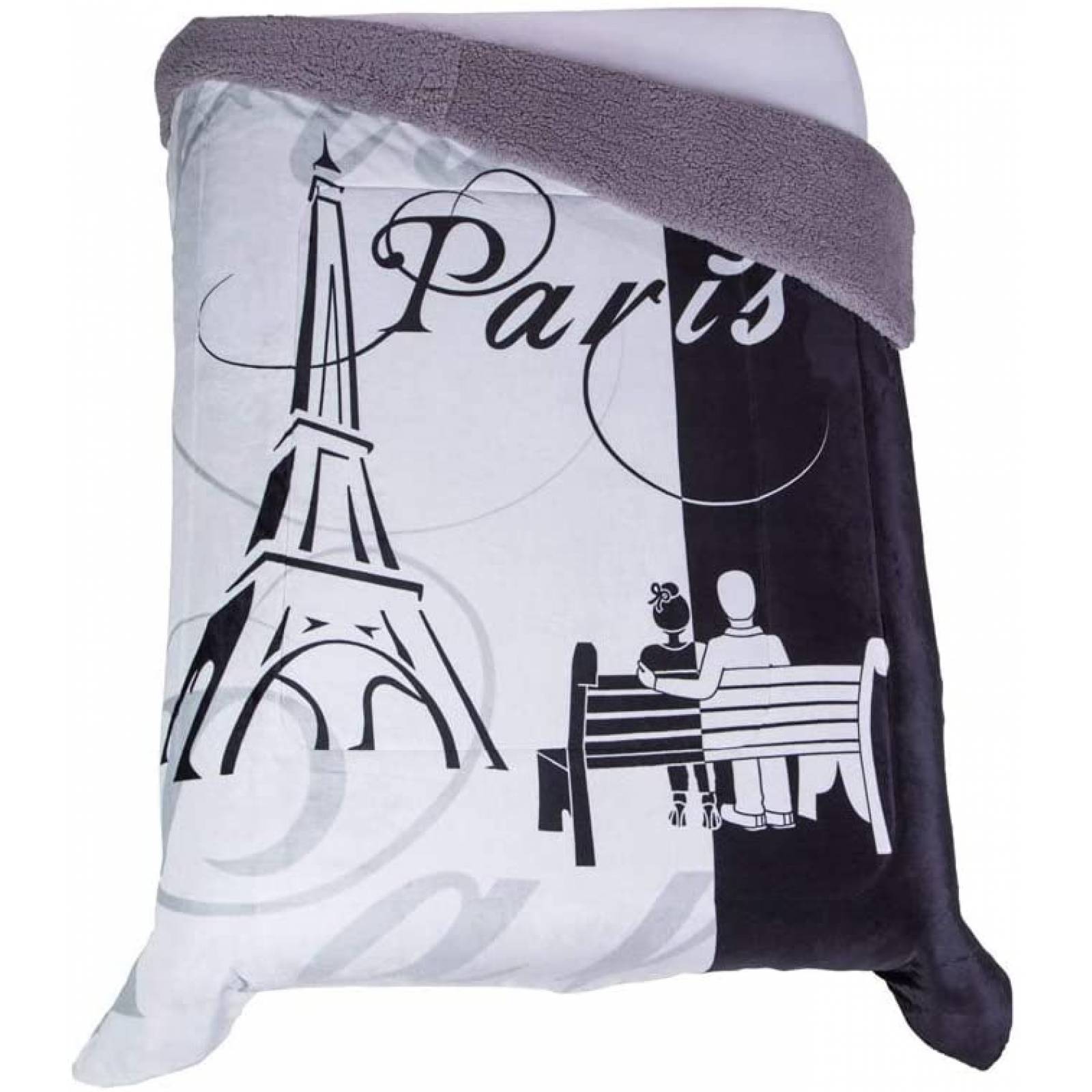 Colchas Concord París Love Cobertor Borrega, Blanco, Matrimonial - Individual: 1.80 X 2.20 Mts.