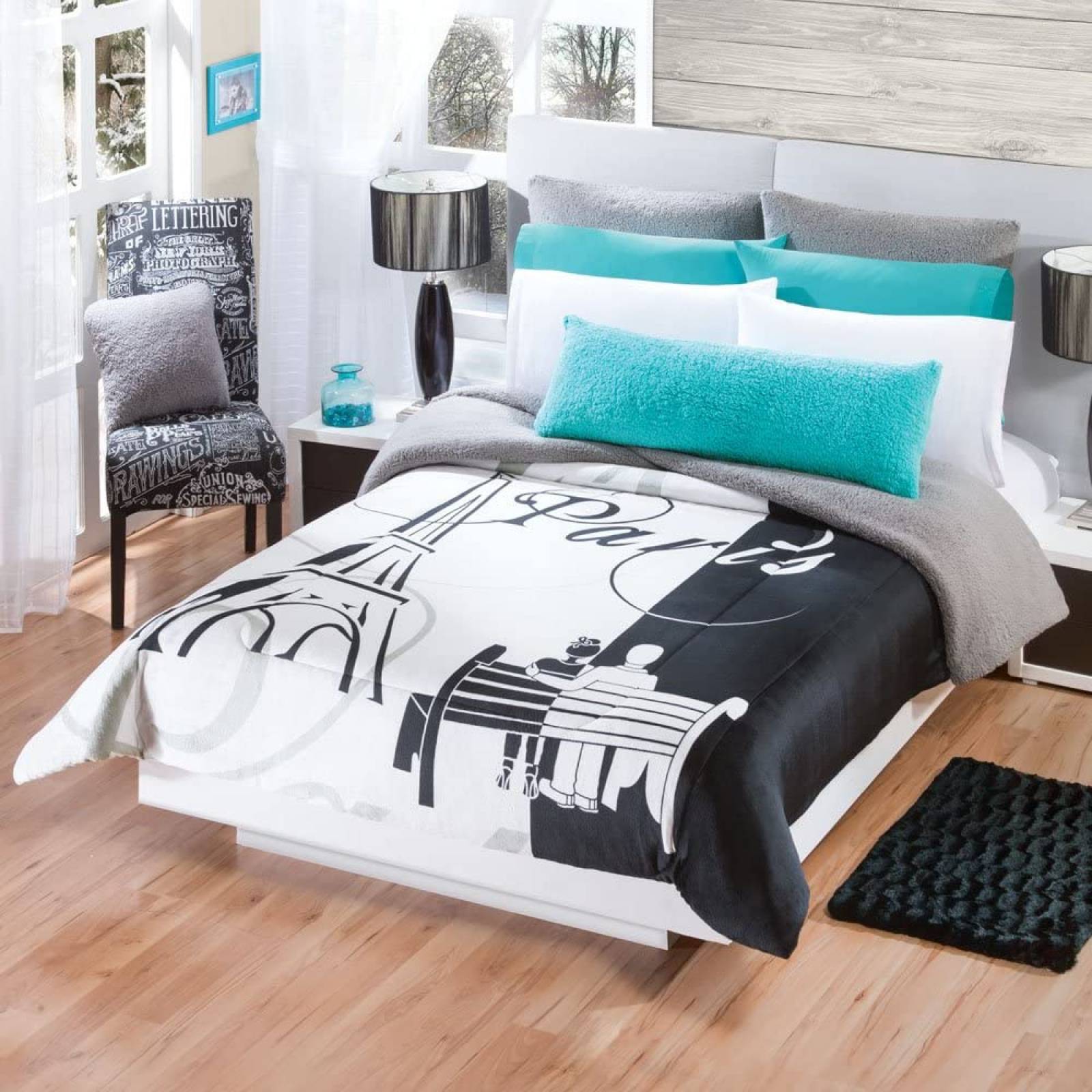 Colchas Concord París Love Cobertor Borrega, Blanco, Matrimonial - Individual: 1.80 X 2.20 Mts.