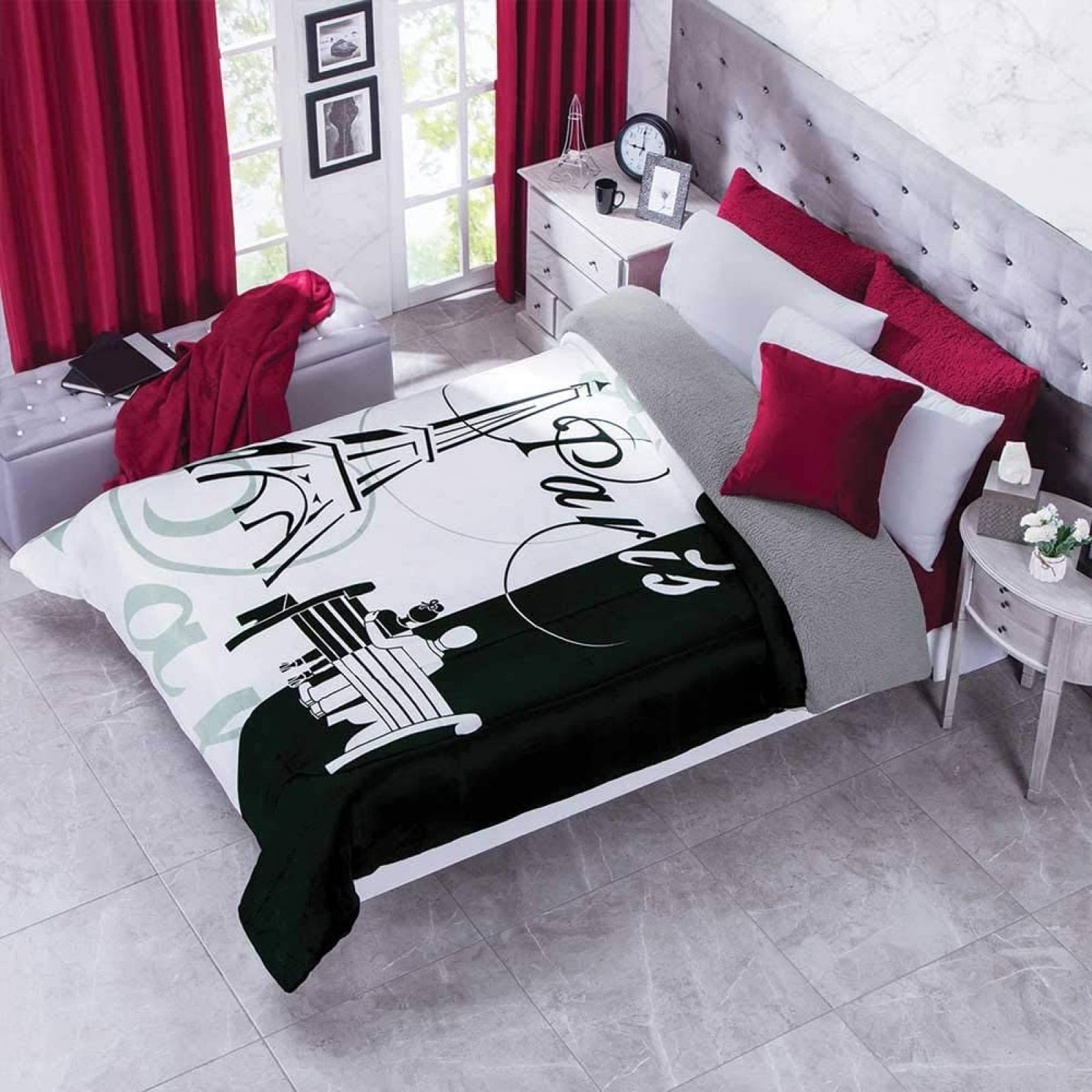 Colchas Concord París Love Cobertor Borrega, Blanco, Matrimonial - Individual: 1.80 X 2.20 Mts.