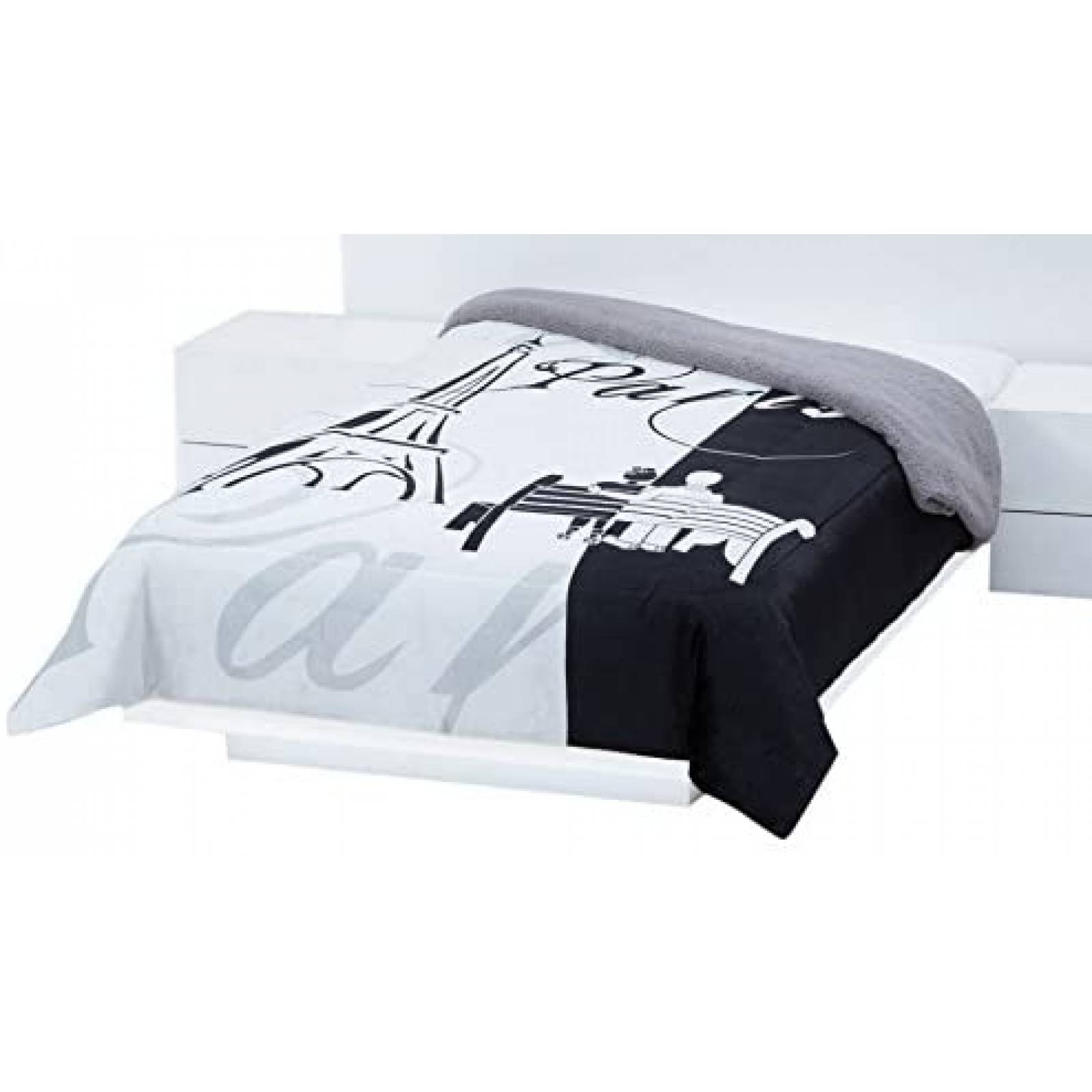 Colchas Concord París Love Cobertor de Borrega, Blanco, King 2.40 X 2.20 Mts.