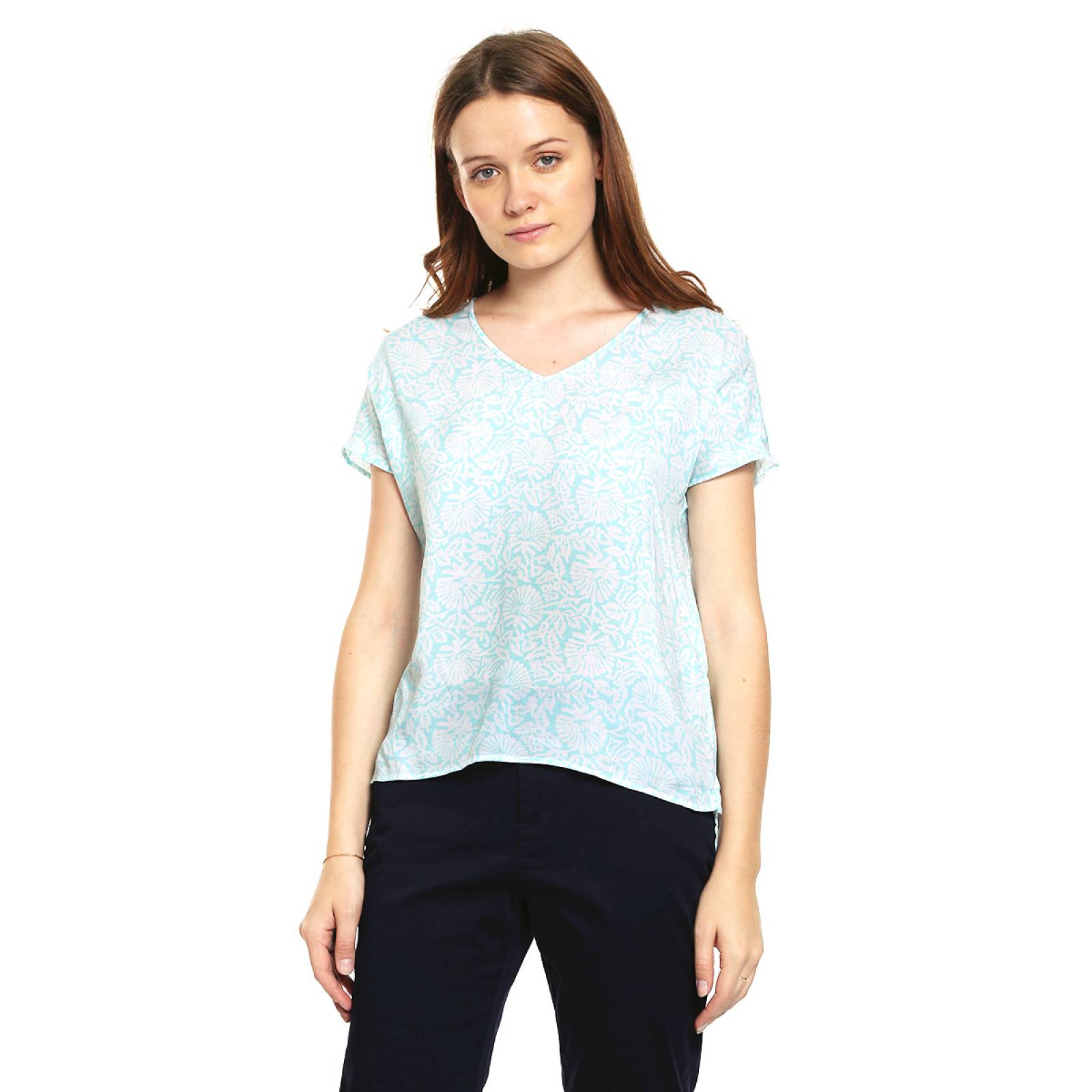 Blusa Azul Floral para Dama