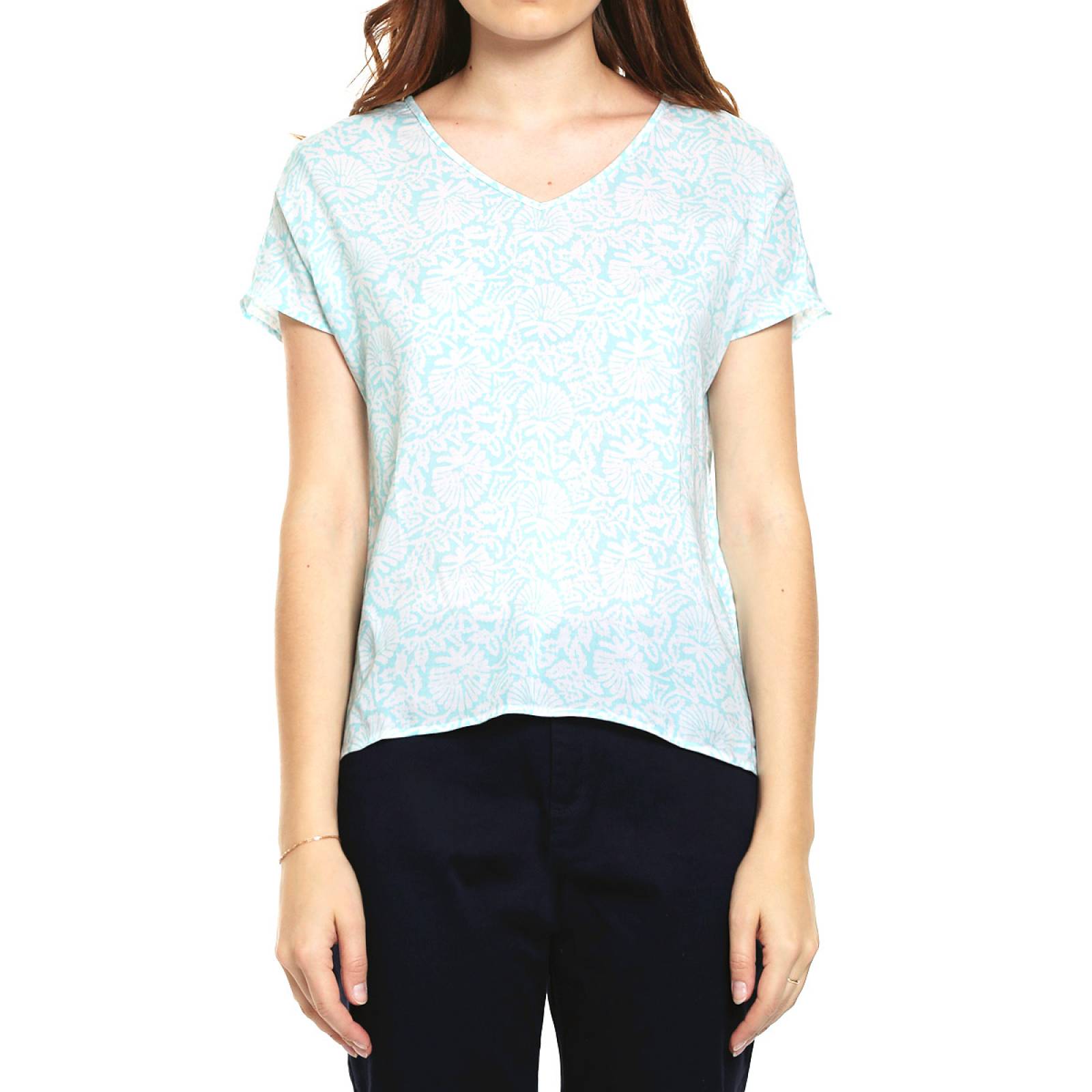 Blusa Azul Floral para Dama