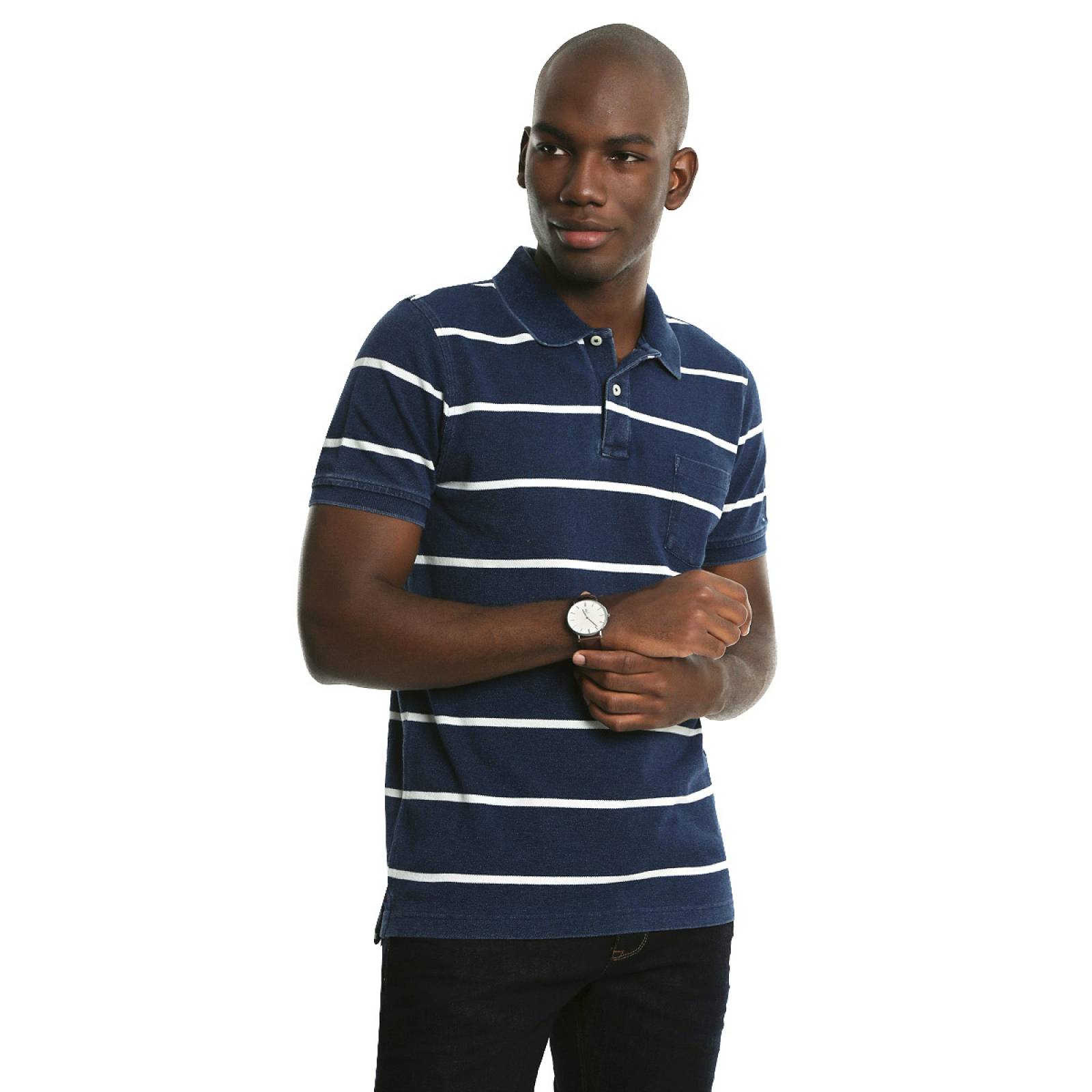 Playera Azul Marino a Rayas para Caballero