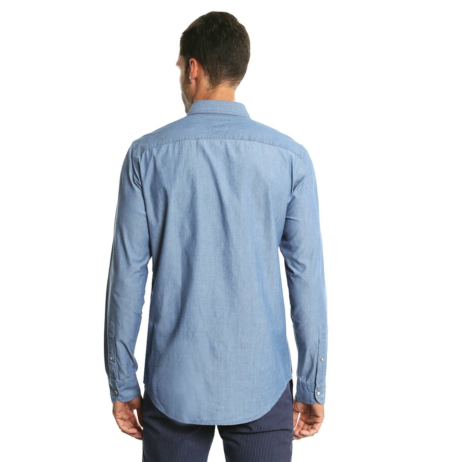 Camisa Azul Manga Larga para Caballero