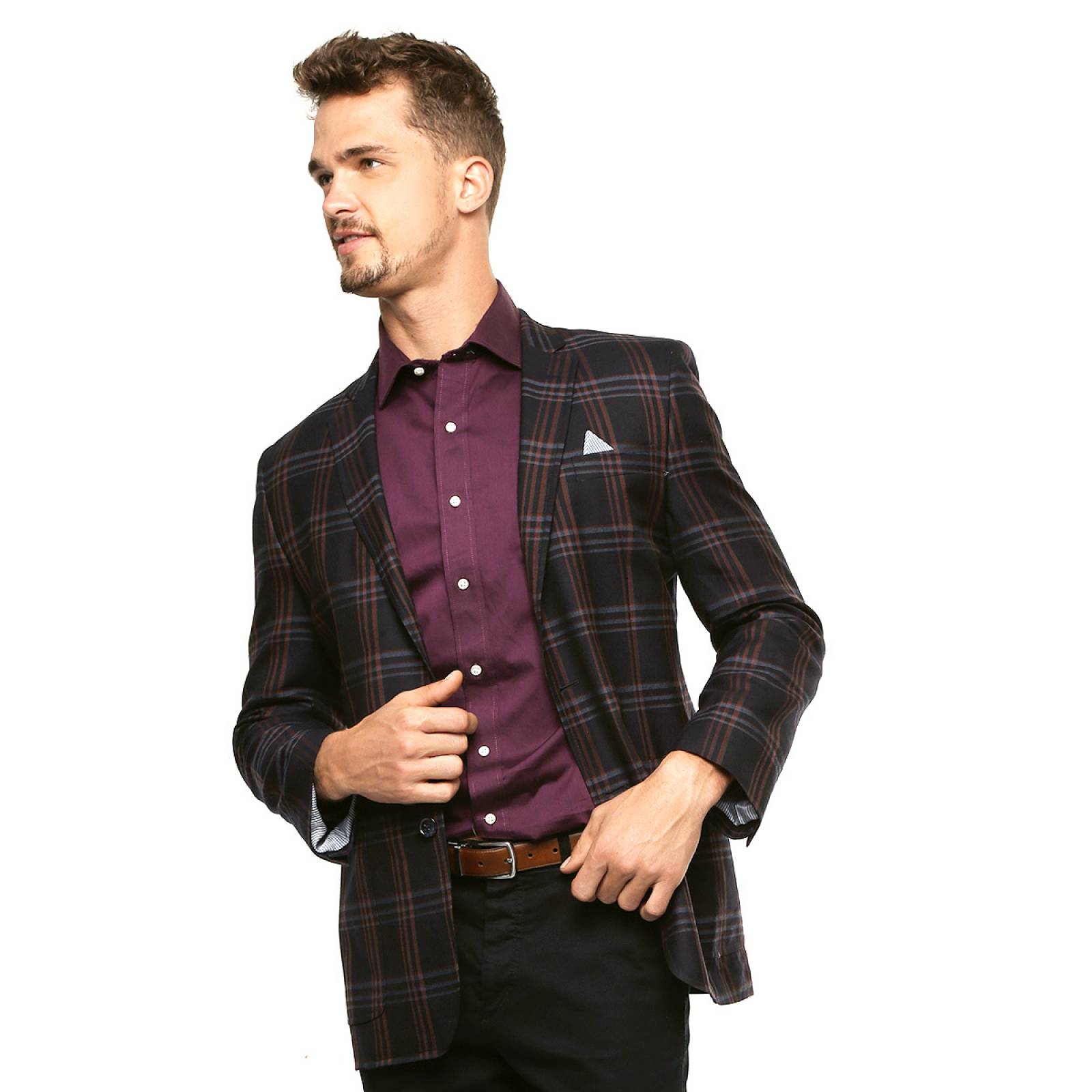 Saco Azul Cuadros Tartán para Caballero