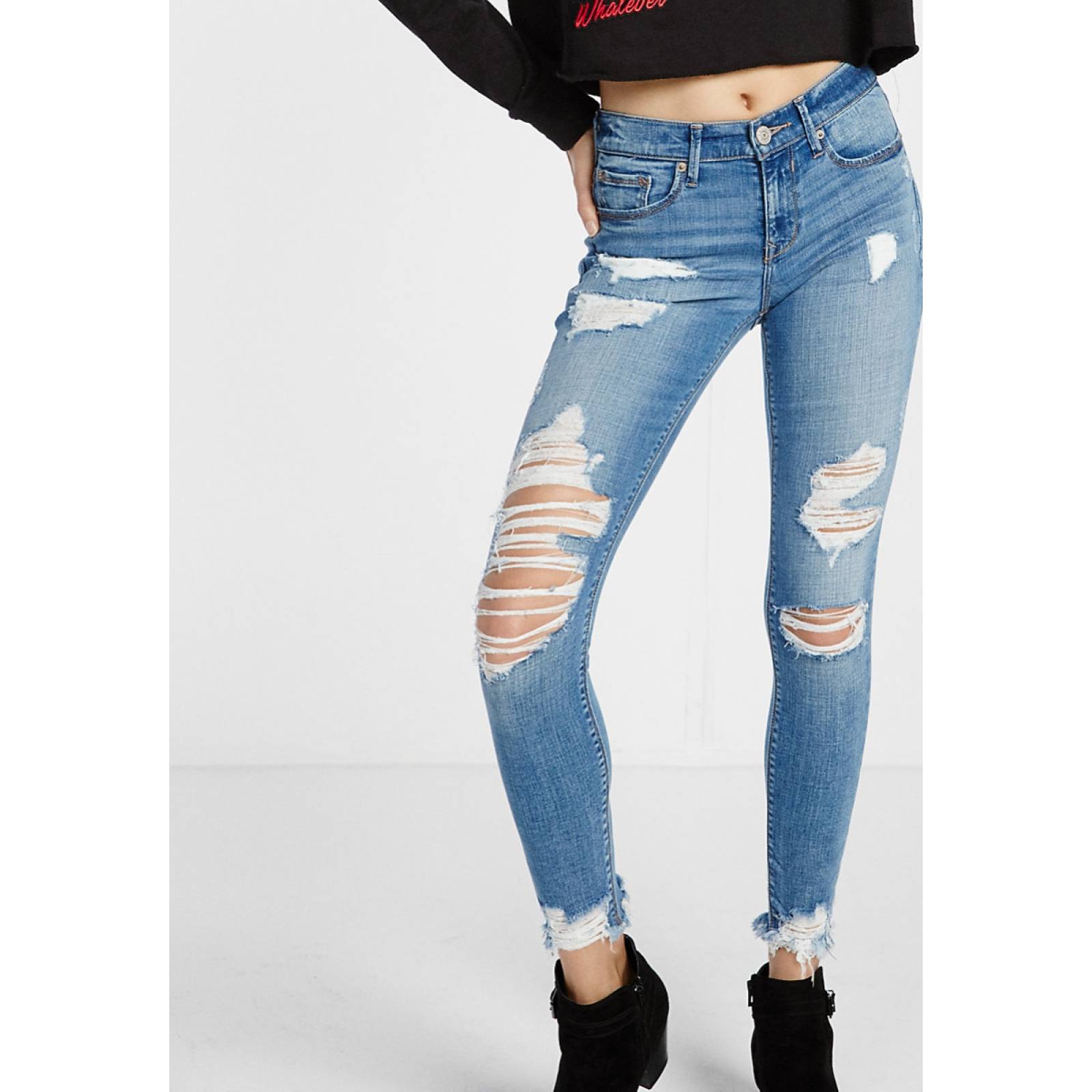 Leggings Mid Rise Distressed Stretch para Dama