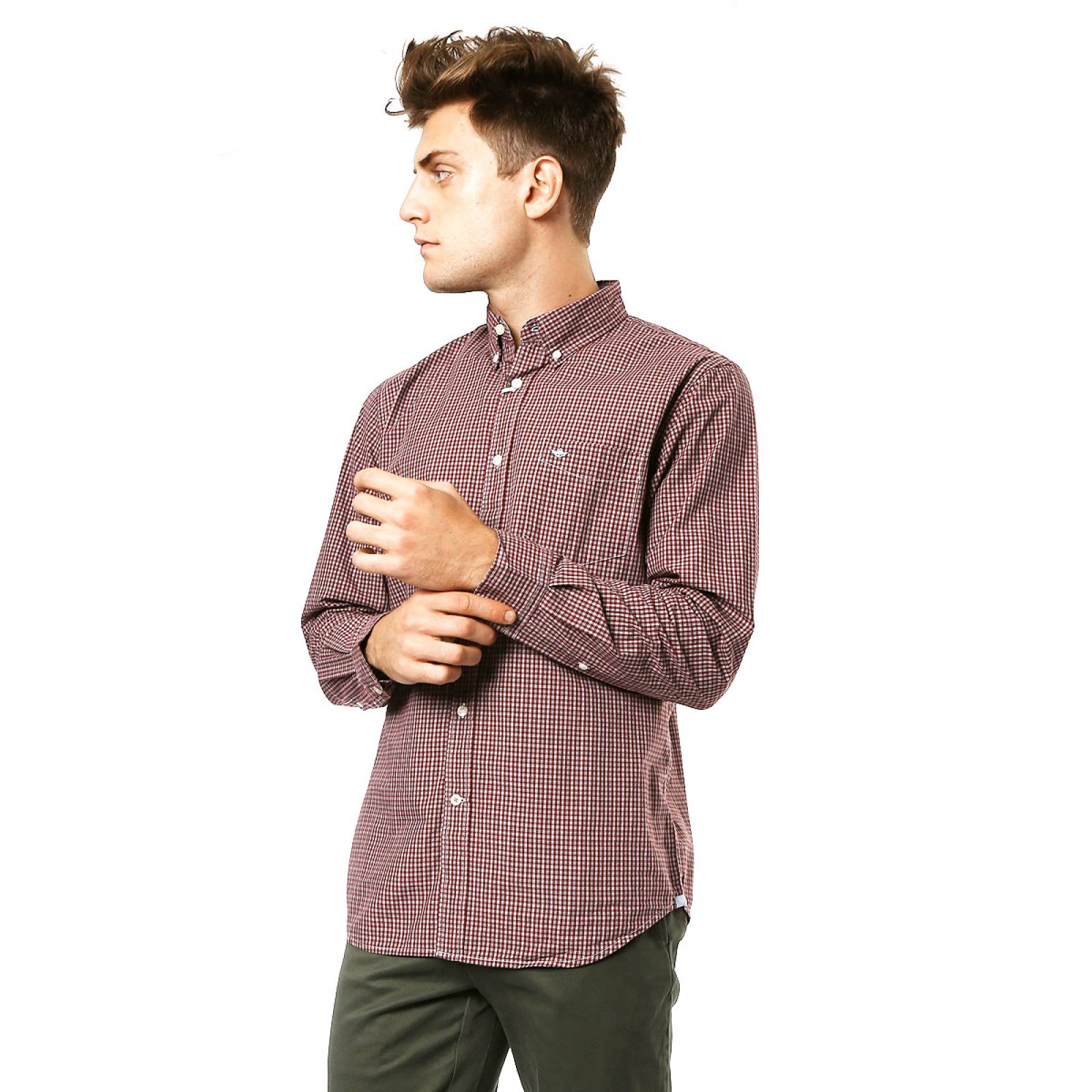 Camisa Vino A Cuadros para Caballero