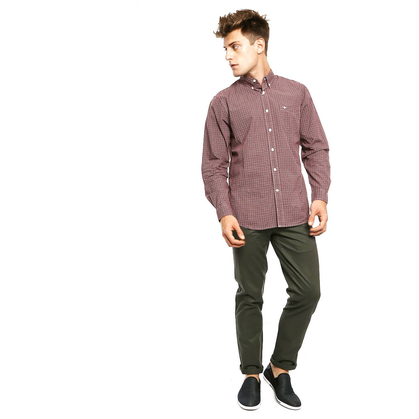 Camisa Vino A Cuadros para Caballero