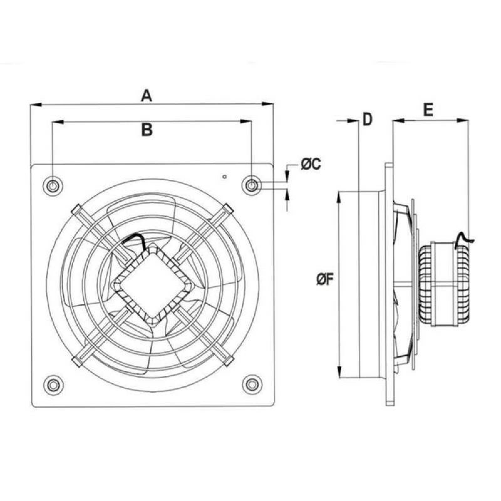 Extractor Axial 110V Soler MXAAI-002-8 Aspas 10" Diámetro 825m3hr 127V 140HP 60Hz 0,65A 55dB, AxiAire