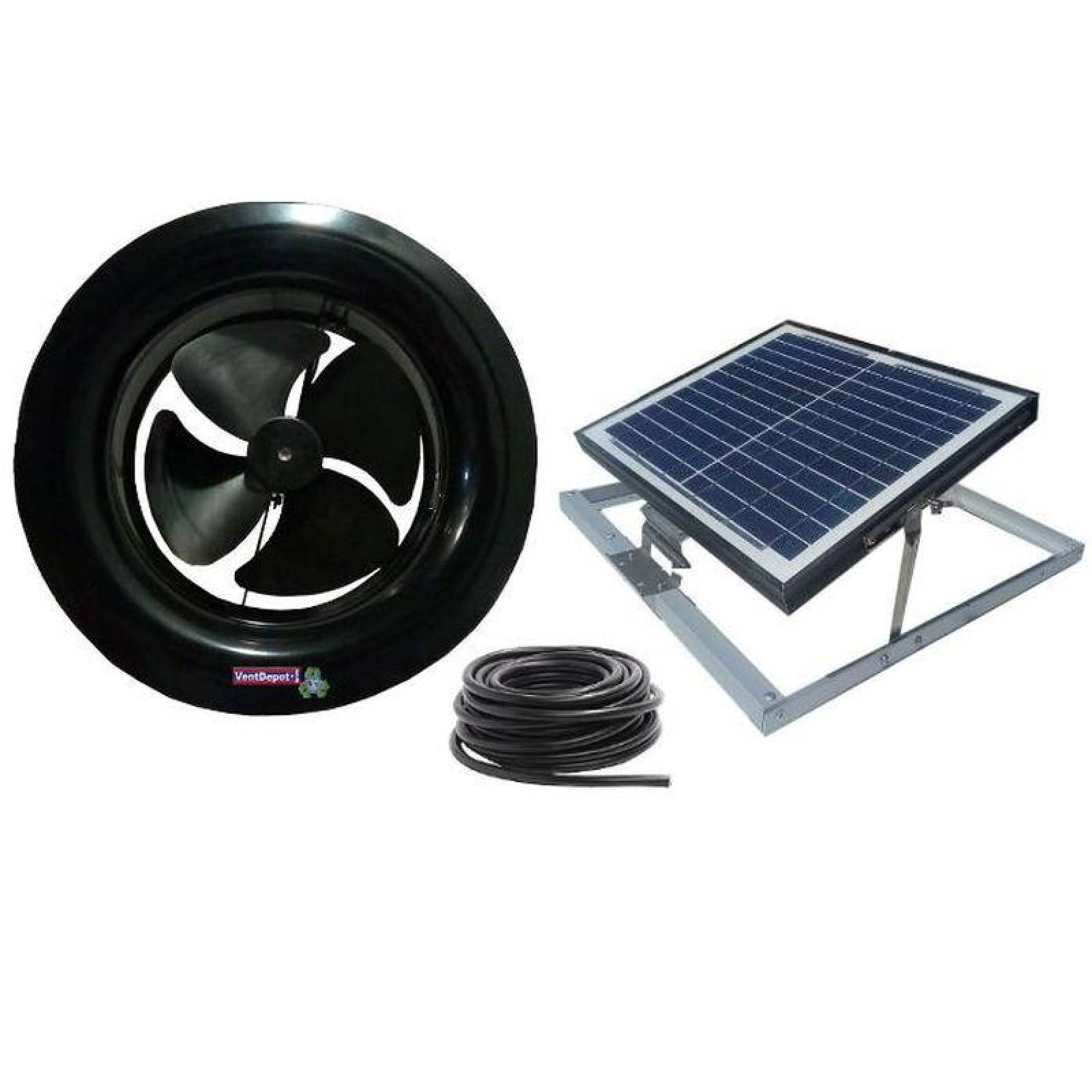 Inyector Extractor de Aire Solar MXAXS-002-11 12" Diámetro 2803m3hr 1650CFM 24V 20W 1000RPM 5dB 1000RPMcable 3m so AxiSolar