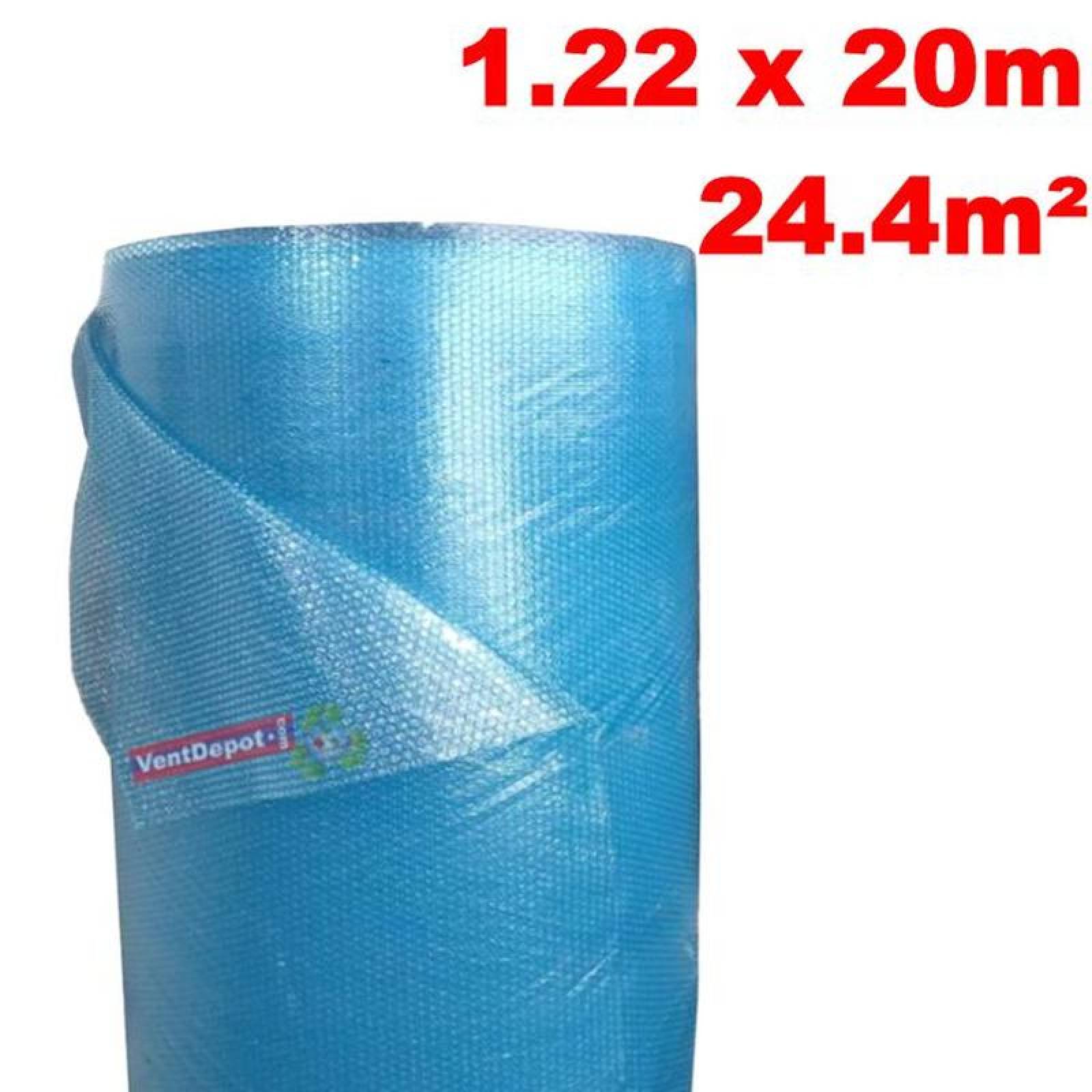 Rollo Plástico Burbuja Para Envolve, MXBBP-005-2, 1.22m x 20m, Espesor 5mm, Polietileno 0.1mm, Burbuja 3/16mm, Azul., BubblePack