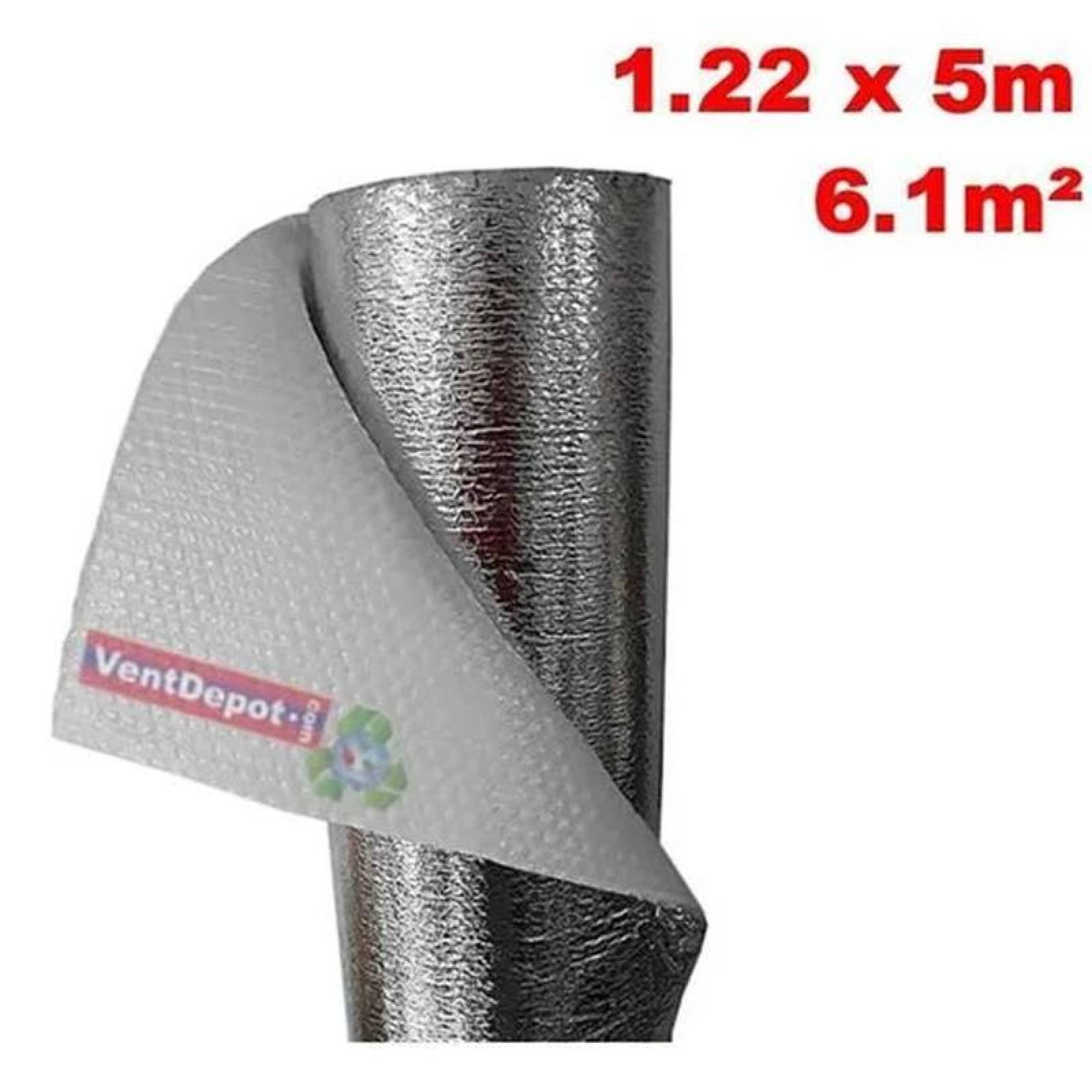 Aislante Térmico Para Tuberías, MXBLG-002-4, 1.22x5m, 3mm, -51 a 82C, Metalizado 0.1mm, Micro Celdas 3mm, Metalizado 0.1mm, Burbuja 3/16 ó 4.7mm, Polietileno 0.1mm., BubbleLight