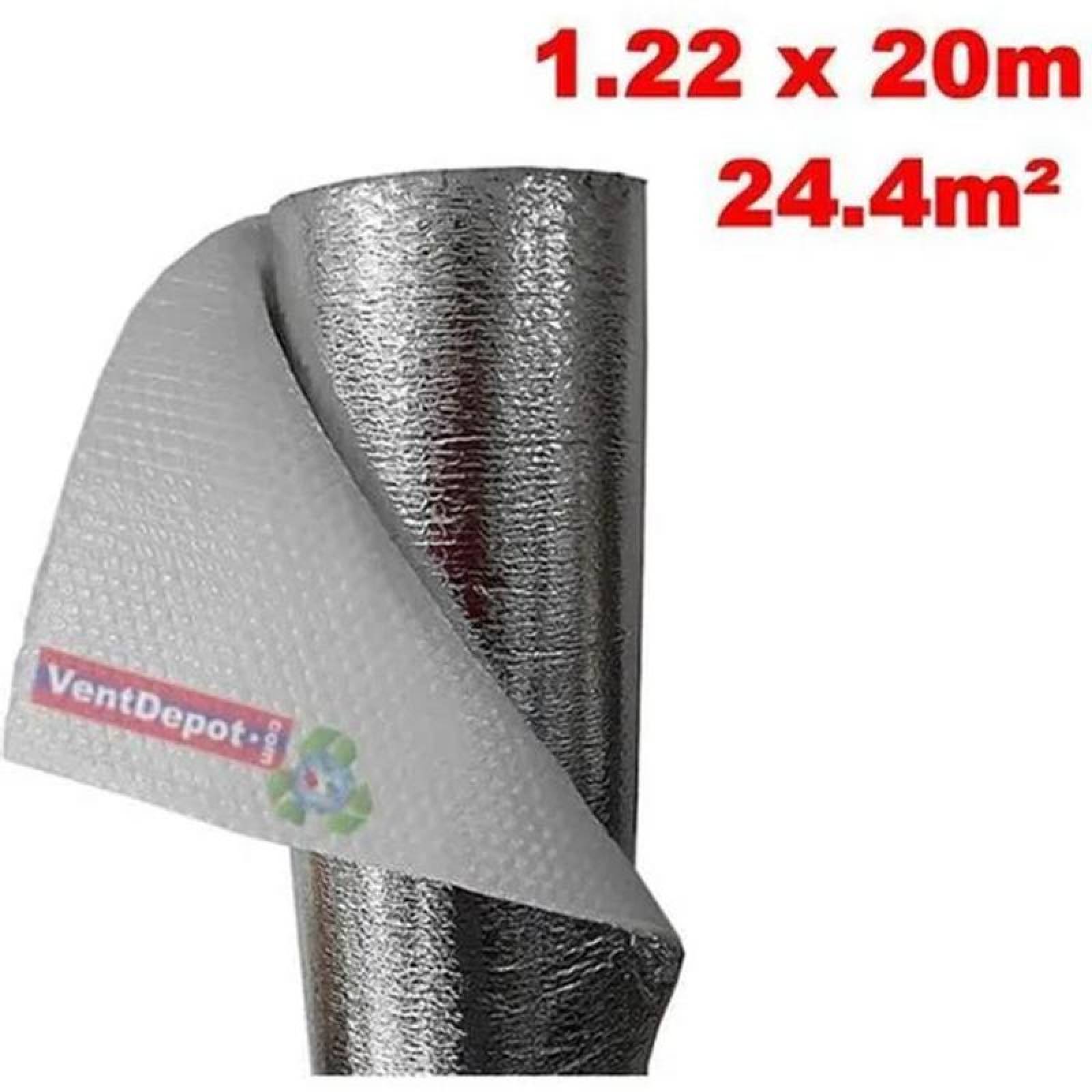 Rollo Burbuja Aislante dos Caras, MXBLG-005-1, 1.22x20m, 3mm, -51 a 82C, Metalizado 0.1mm, Micro Celdas 3mm, Metalizado 0.1mm, Burbuja 3/16 ó 4.7mm, Polietileno 0.1mm., BubbleLight
