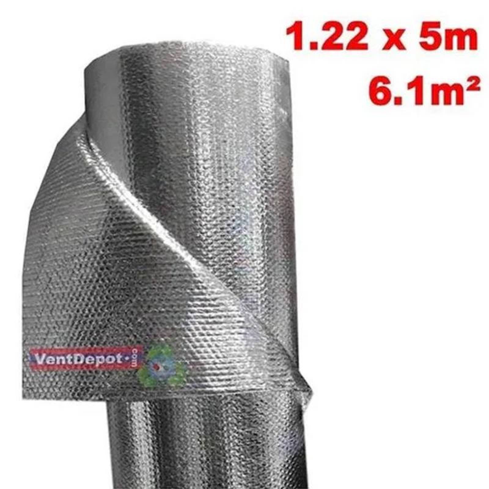 Aislante de Calor Casero, MXBLH-002-2, 1.22x5m, 3mm, -51 a 82C, Metalizado 0.1mm, Micro Celdas 3mm, Metalizado 0.1mm, Burbuja 3/16mm, Metalizado., BubbleTherm